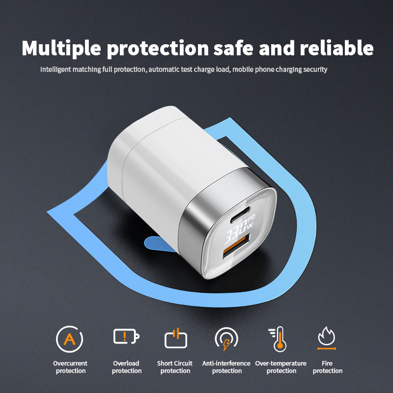 33W PD 2 port (Type-C+USB-A) is used for quick chargers