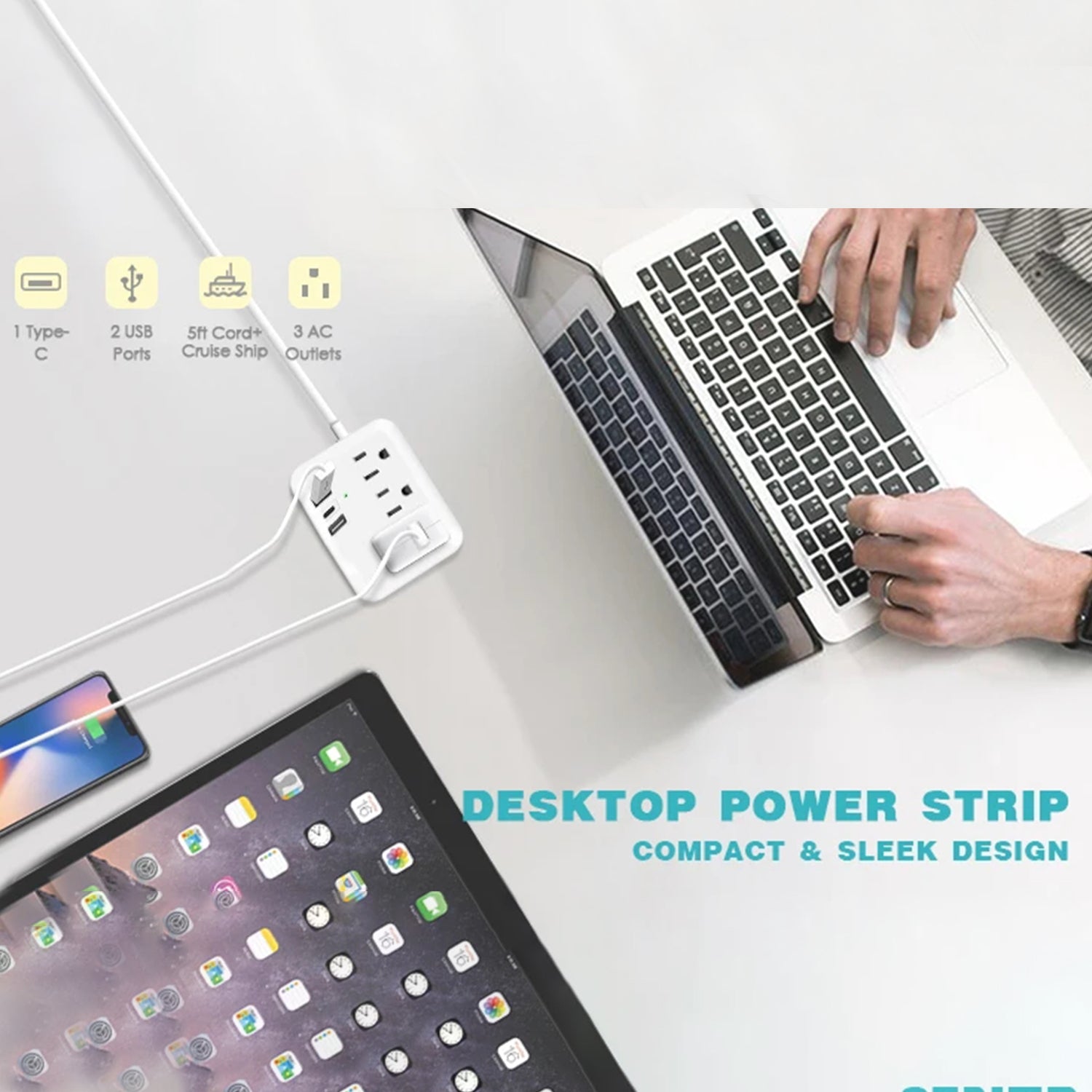 Power Strip Multifunctional Socket Smart Portable Socket Travel Socket Mini Socket USB Ports Wire Core Copper Material
