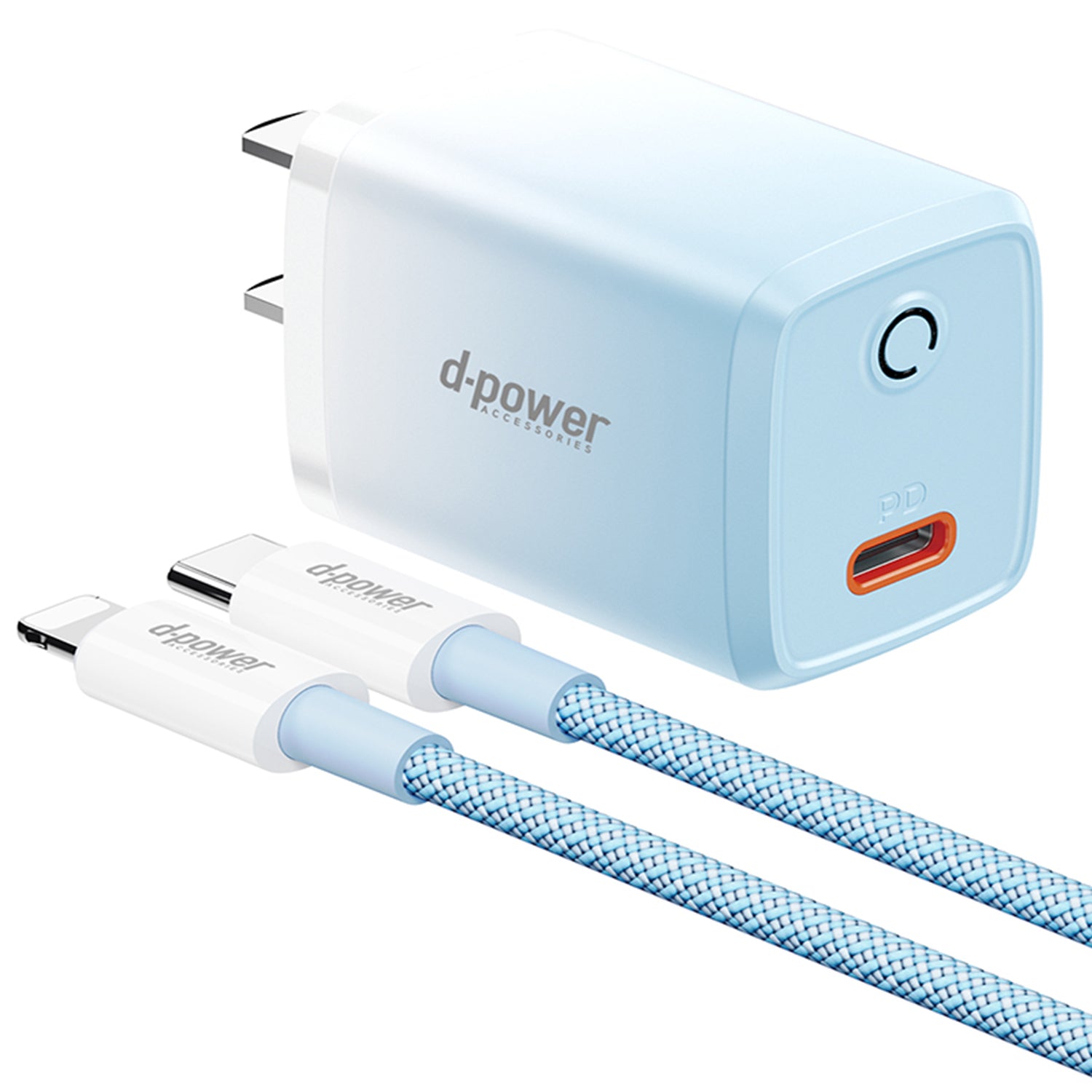 20W PD (Type-C+Lightning) dazzle  quick chargers-Blue