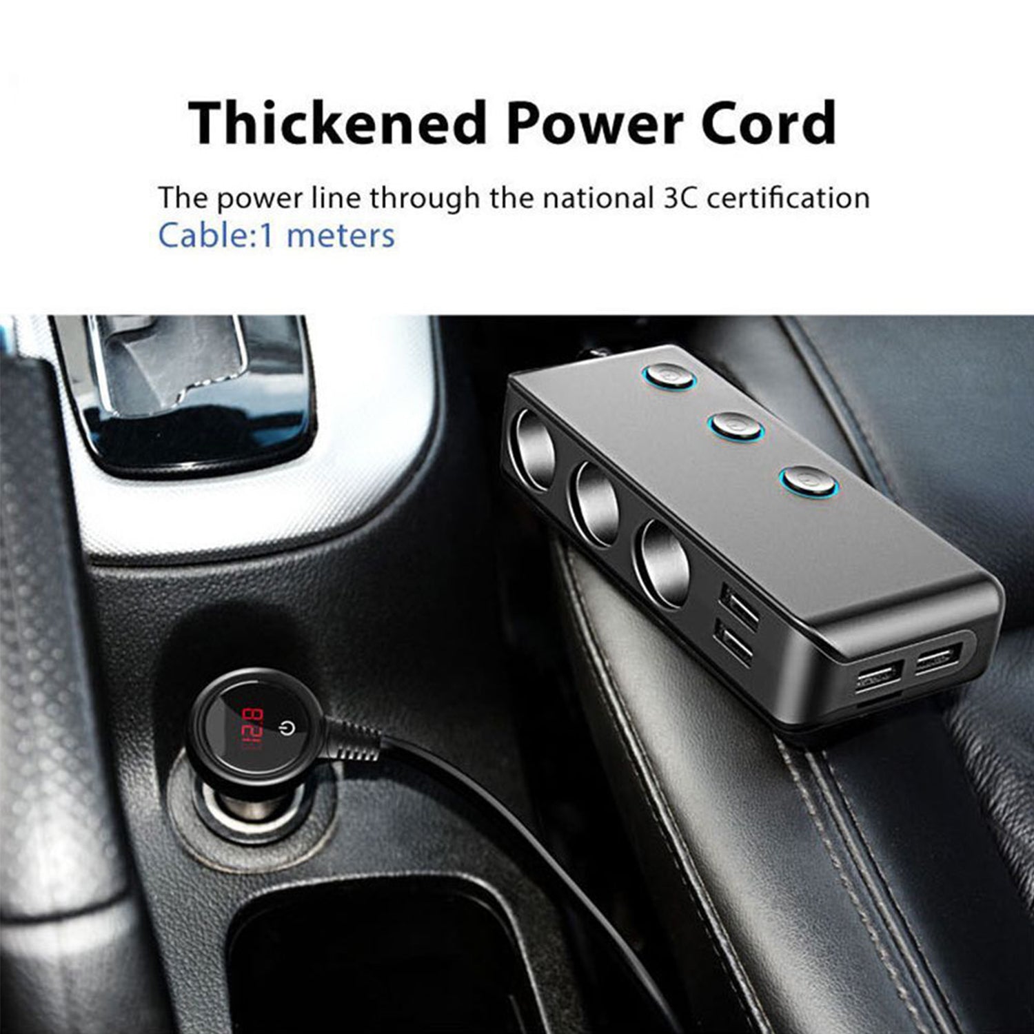 Voltage display function 3 in 1 4 USB cigarette car charger with quick charger