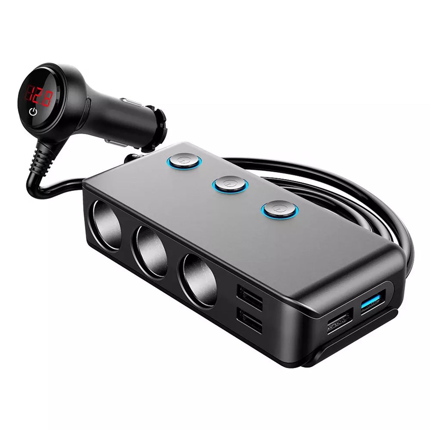 Voltage display function 3 in 1 4 USB cigarette car charger with quick charger