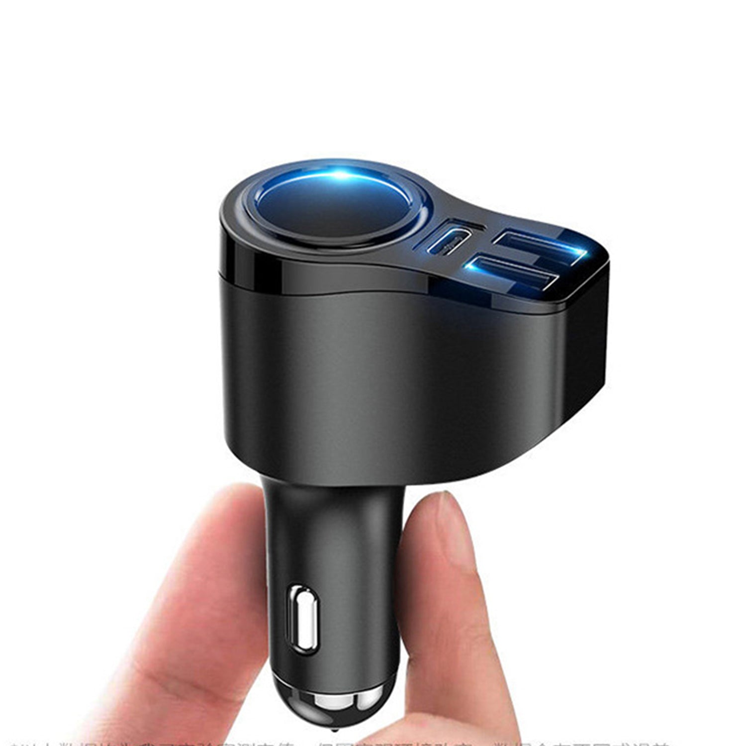 3 Ports (2USB 3.0+Type C ) Car Adapter with iGnition Port for iPhone 13/12/11 and other Devices - Black