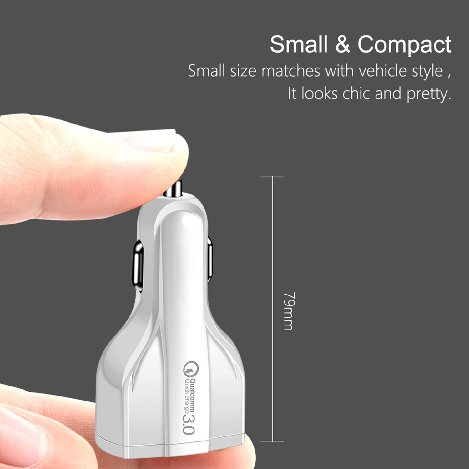 3 Ports (QC3.0+USB3.5+Type C) Car Adapter for iPhone 13/12/11 and Other Devices