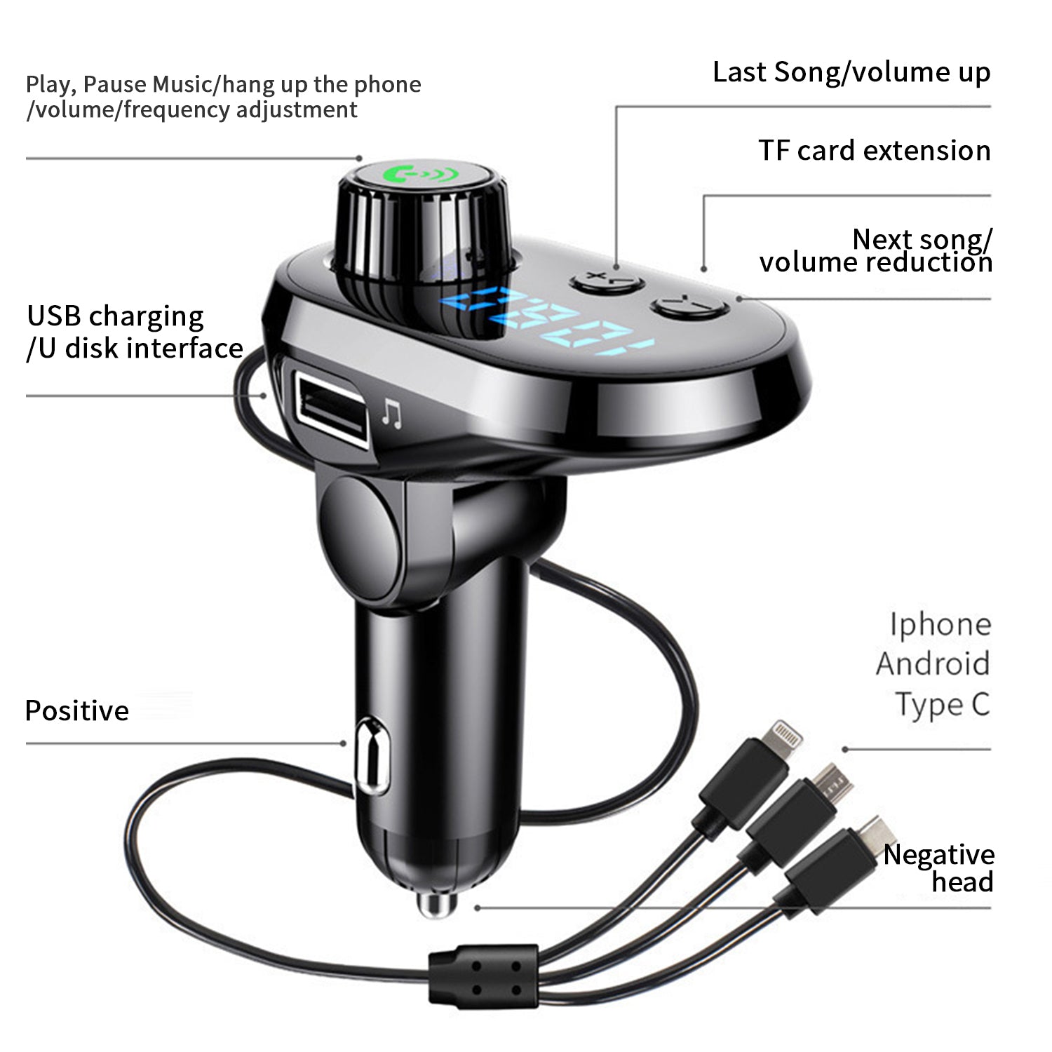 3in1 Charging line Multifunctional vehicle charger