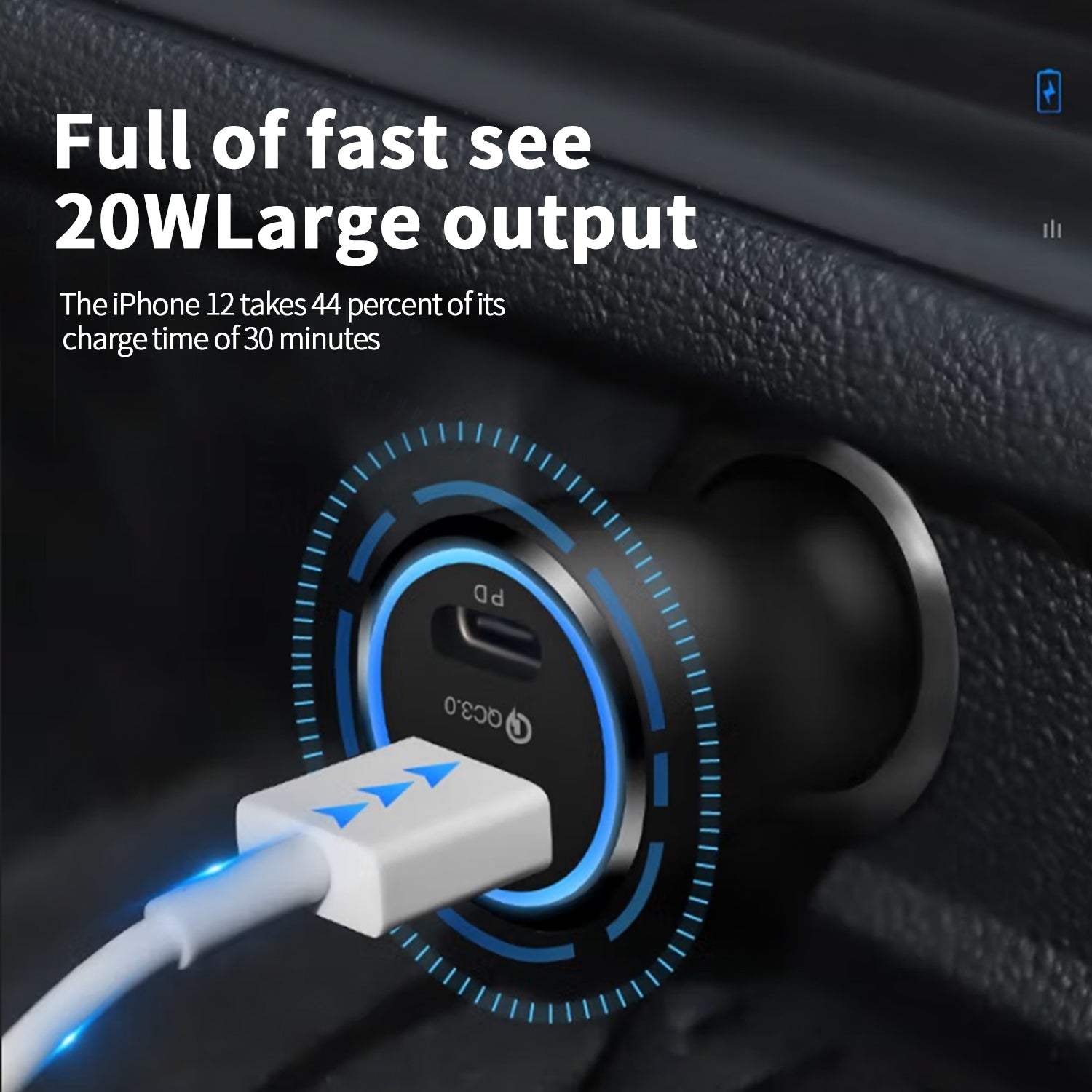 20W (USB3.0 + Type-c)2-port LED lights  automotive adapters