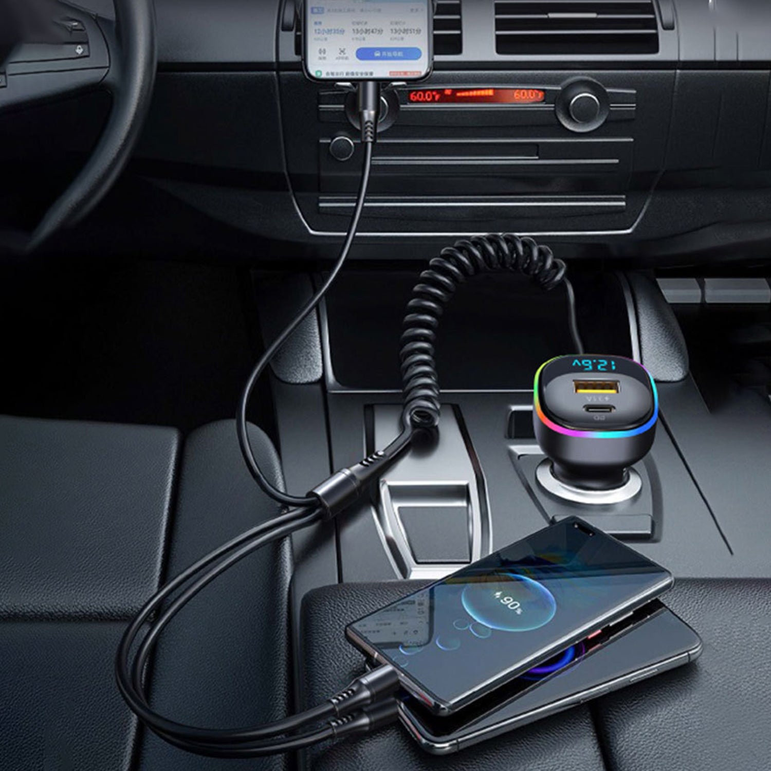 PD 65W+QC3.0 3in1 Charging line Multifunctional vehicle Fast Charging Adapter Compatible With iPhone 15 Series