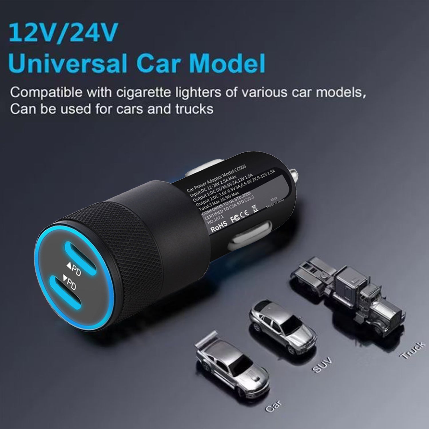 40W(2 Type-c ports) lights  automotive adapters