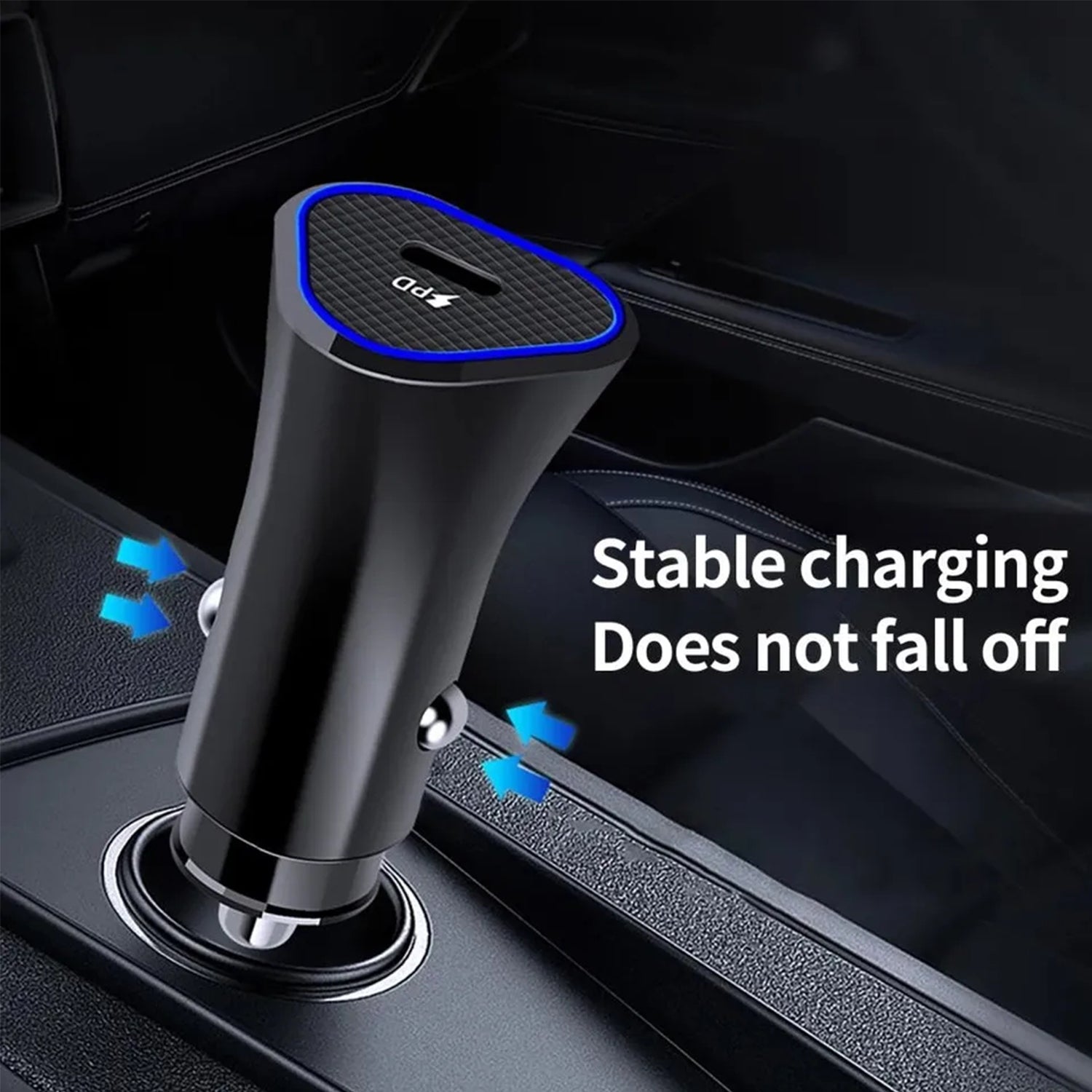 25W PD LED Lamp Llight Car Fast Charging Adapter Compatible With iPhone 15 Series-Black