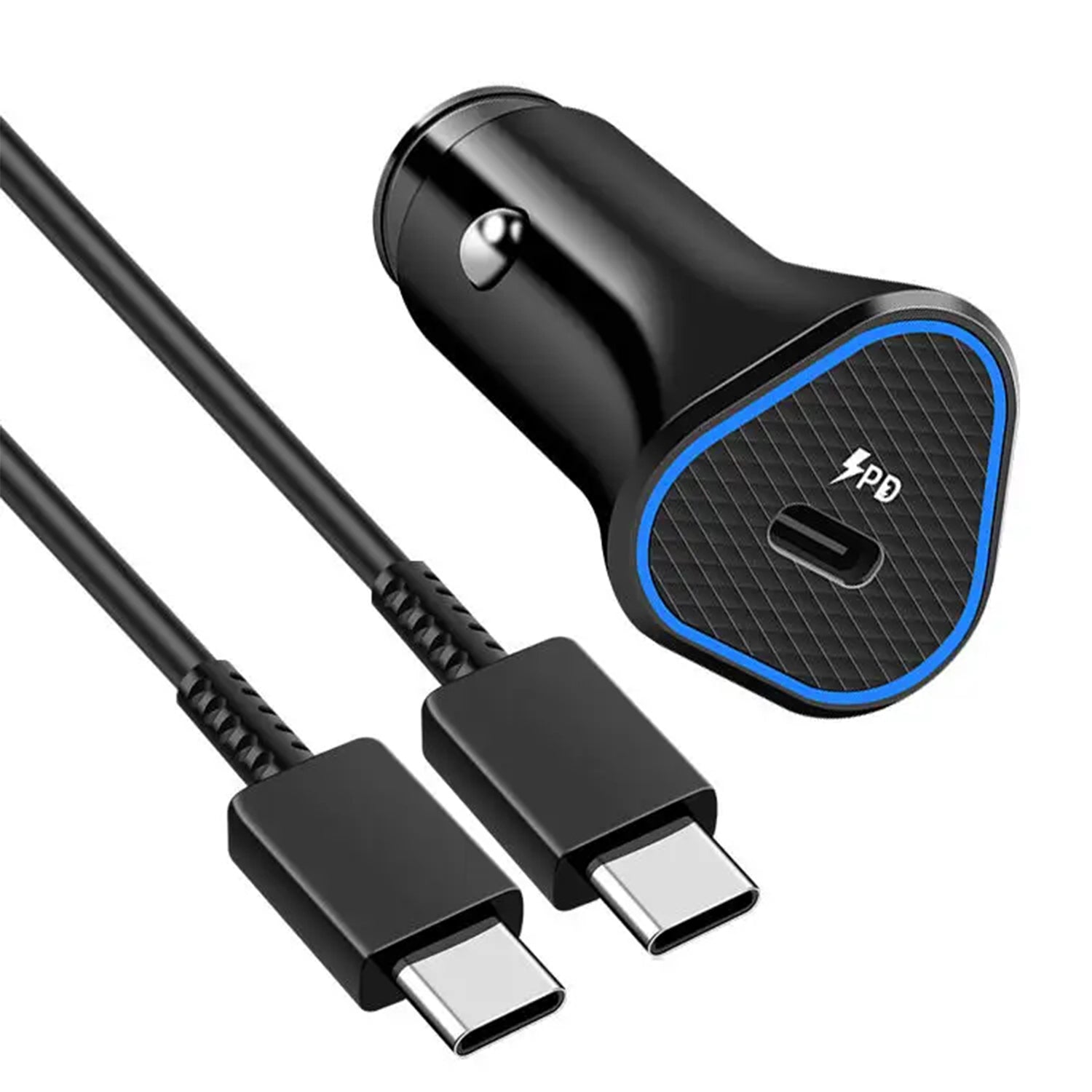 25W PD (Type-C＋Type-C）LED Lamp Light Car Fast Charge Compatible With iPhone 15 Series-Black