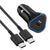 25W PD (Type-C＋Type-C）LED Lamp Light Car Fast Charge Compatible With iPhone 15 Series-Black