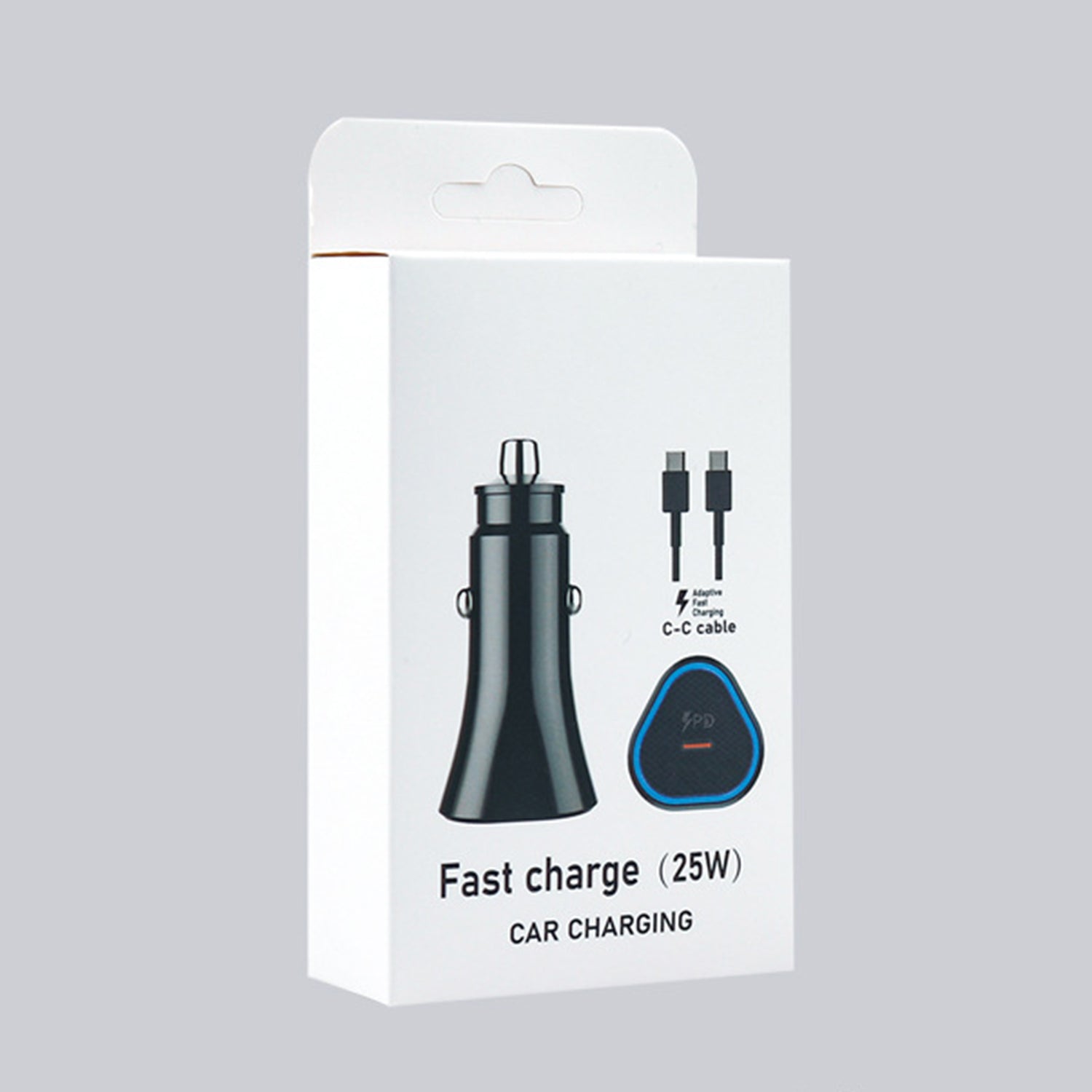25W PD (Type-C＋Type-C）LED Lamp Light Car Fast Charge Compatible With iPhone 15 Series-Black