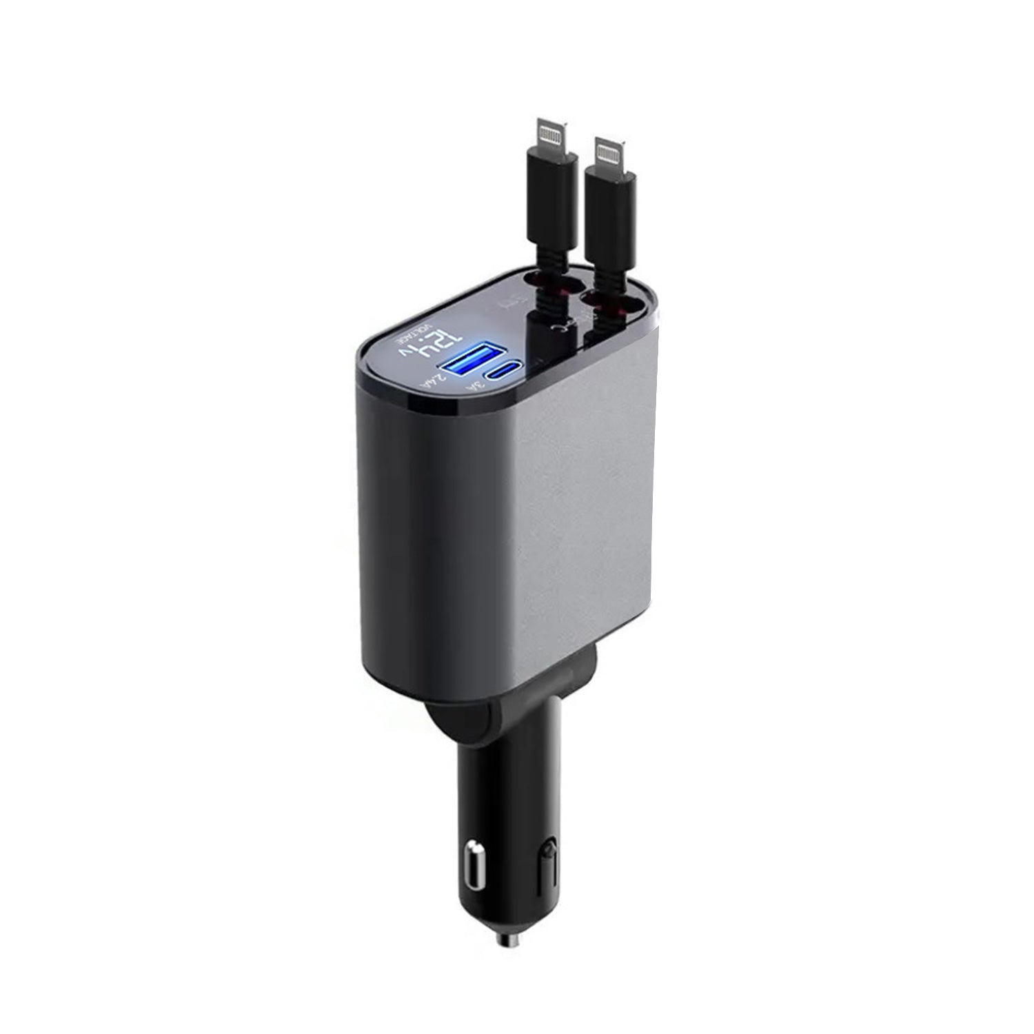 100w Lightning to Lightning Dual Port(USB＋Type-C）Car Fast Charge Cable Adapter-Black
