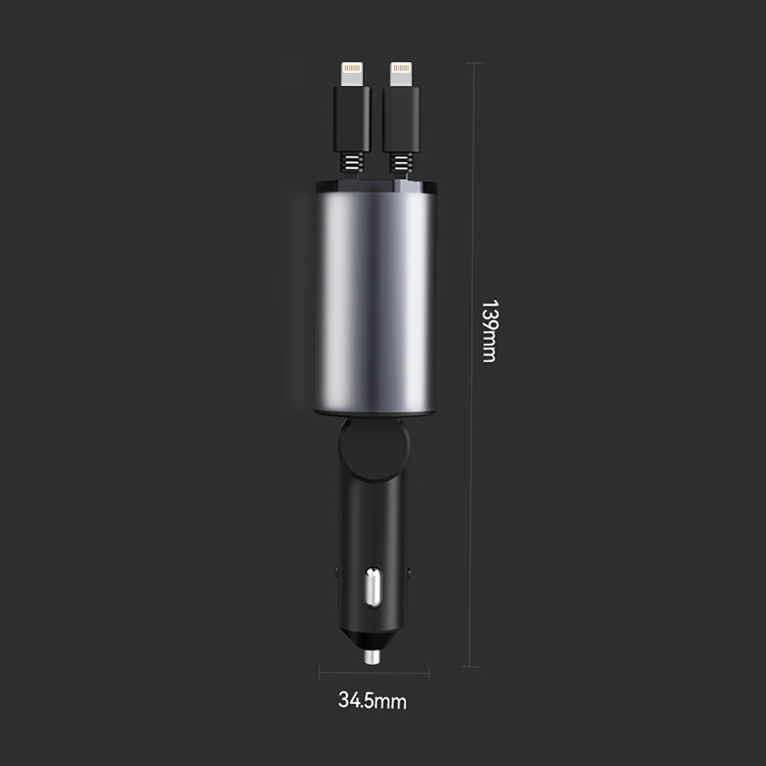 100w Lightning to Lightning Dual Port(USB＋Type-C）Car Fast Charge Cable Adapter-Black