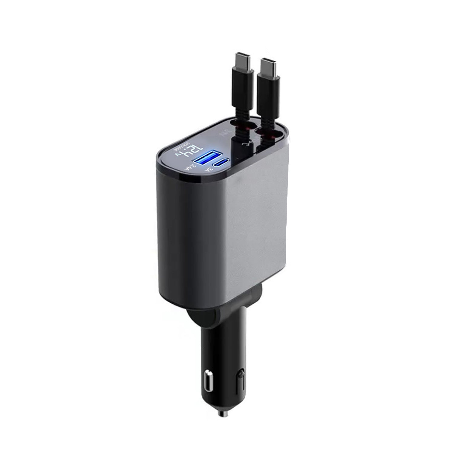 100w Type-C to Type-C Dual Port(USB＋Type-C）Car Fast Charge Cable Adapter Compatible With iPhone 15 Series-Black