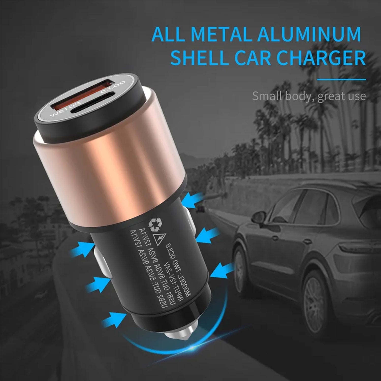 18W PD Type-C＋USB Multifunctional Universal Vehicle Car Fast Charging Adapter Compatible With iPhone 15 Series
