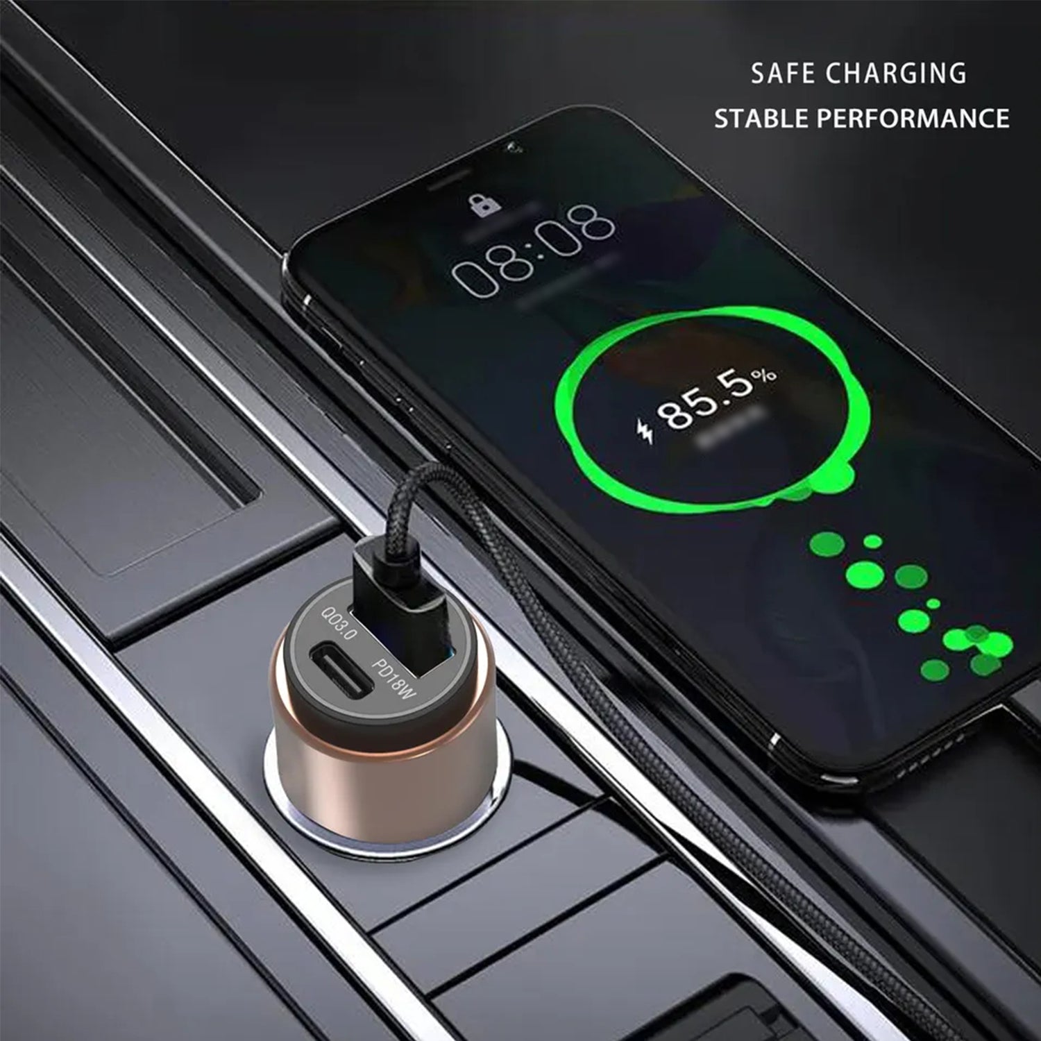 18W PD Type-C＋USB Multifunctional Universal Vehicle Car Fast Charging Adapter Compatible With iPhone 15 Series