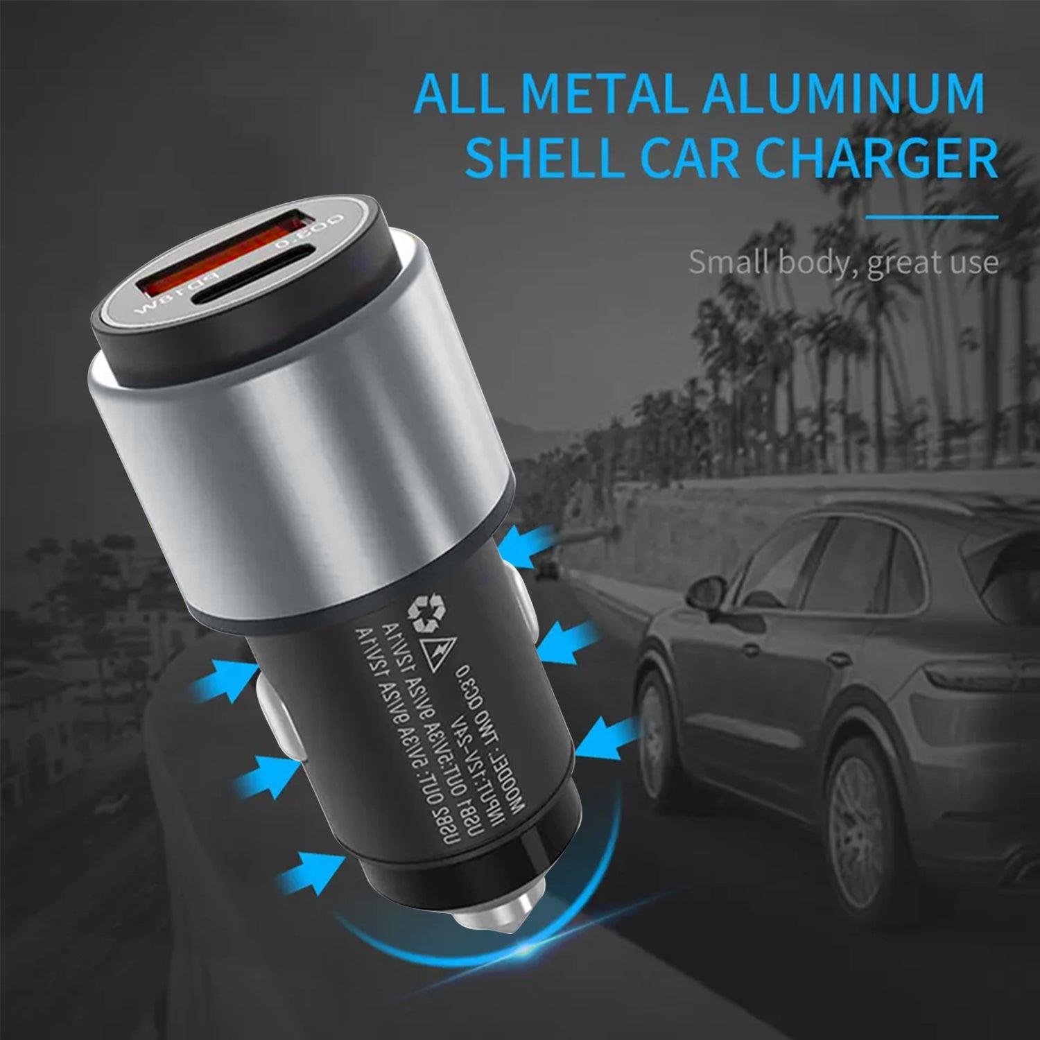 18W PD Type-C＋USB Multifunctional Universal Vehicle Car Fast Charging Adapter Compatible With iPhone 15 Series