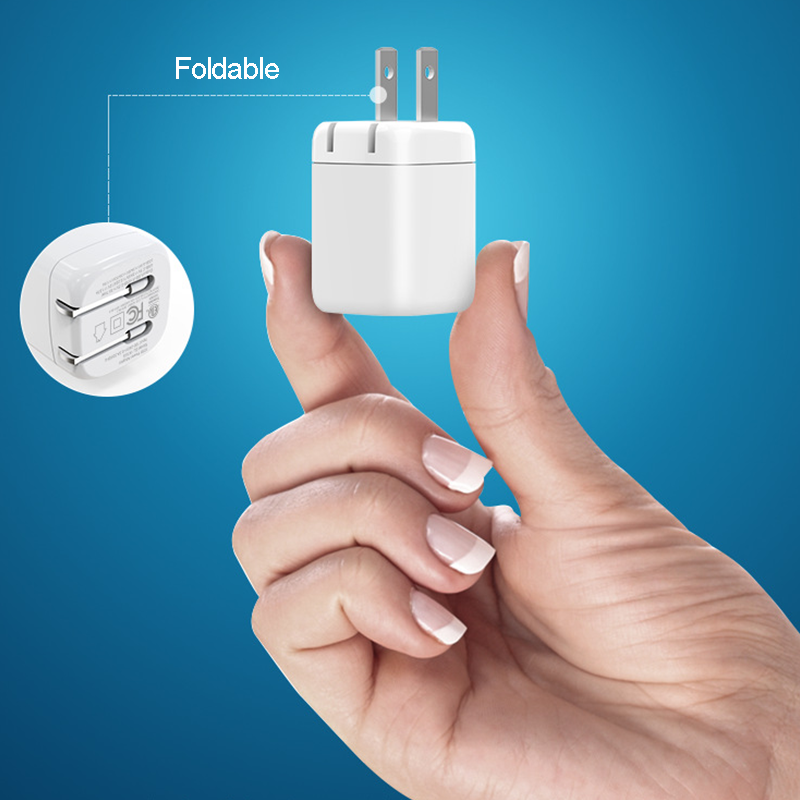 PD 20W 2 prots foldable USB / USB-C home adapter wall charger-White