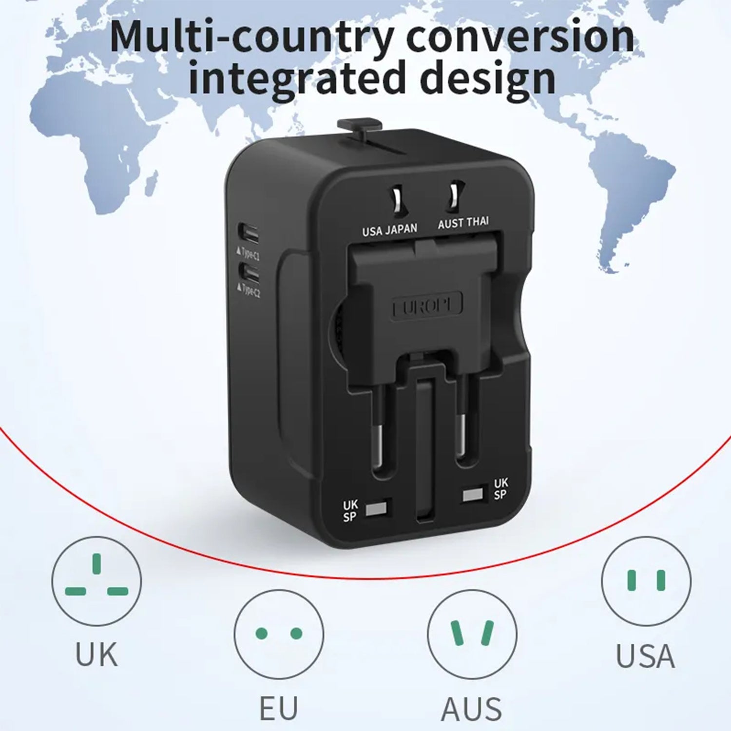 2 Type-C Port and 1 USB Multifunctional Conversion Plug Fast Charging Adapter Compatible With iPhone 15 Series