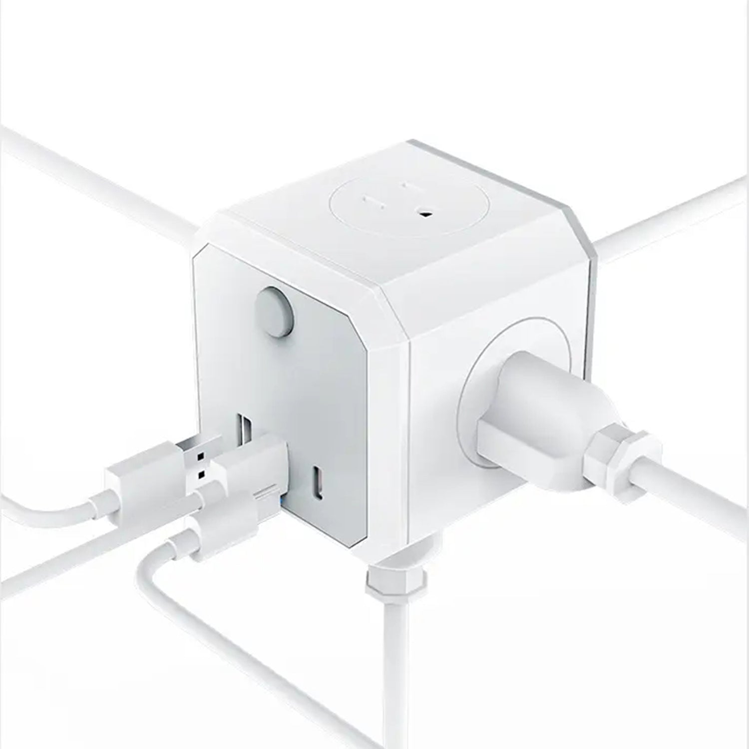 3 USB Ports 4-Sided Socket Power Fast Charging Adapter-White