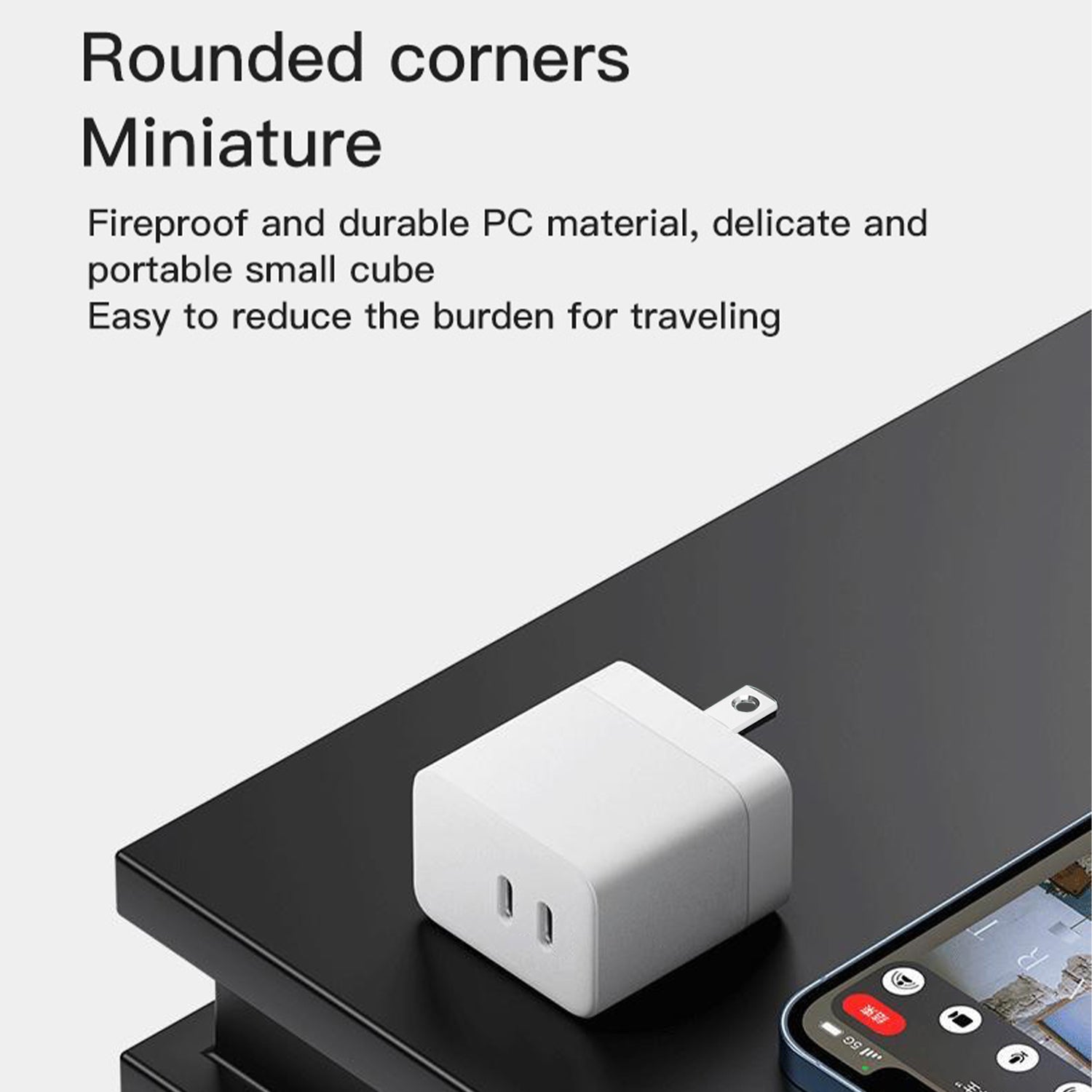 35W PD(2 Type-C ports)Gallium Nitride Folding design Fast Charging Adapter Compatible With iPhone 15 Series-White