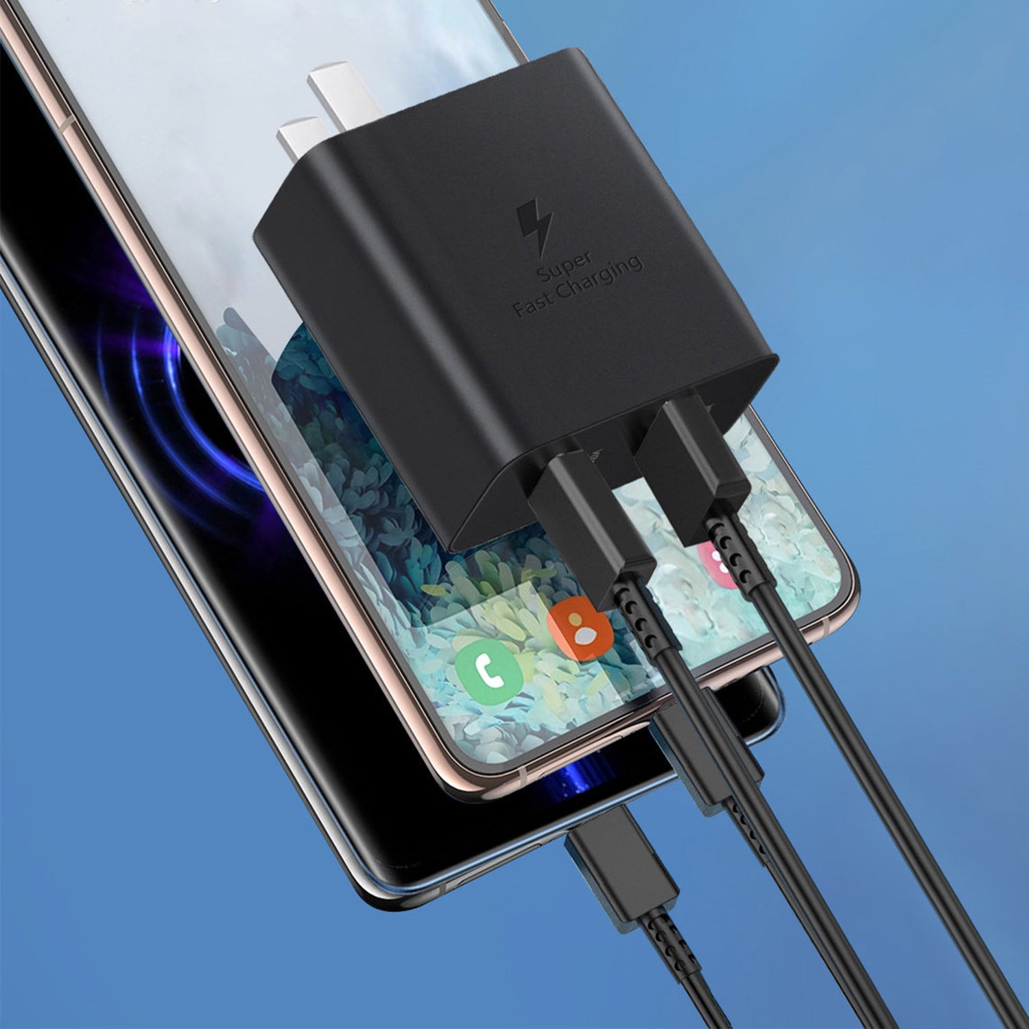 35W USB + Type-C Power Dual Port Fast Charging Adapter Compatible With iPhone 15 Series-Black