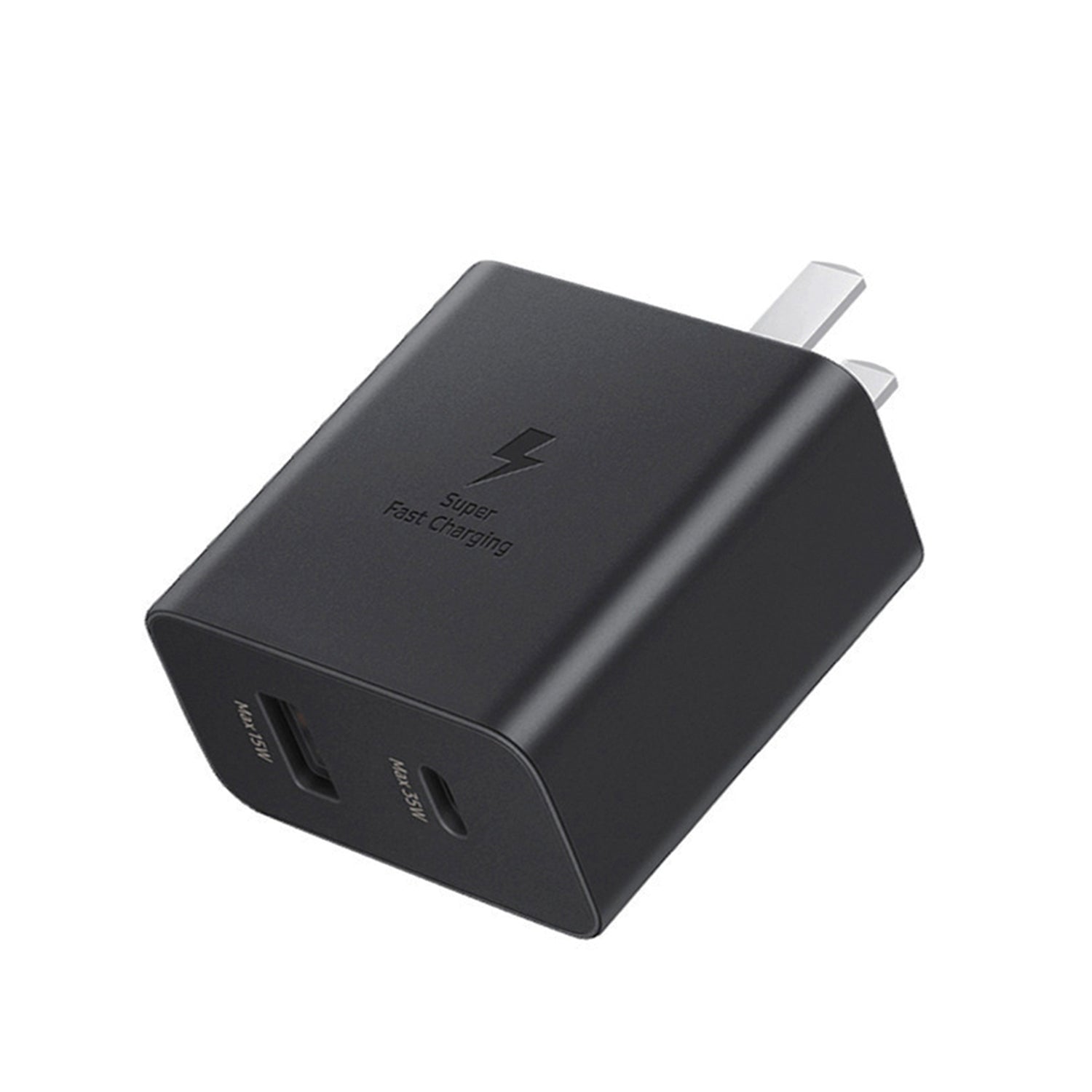 35W USB + Type-C Power Dual Port Fast Charging Adapter Compatible With iPhone 15 Series-Black