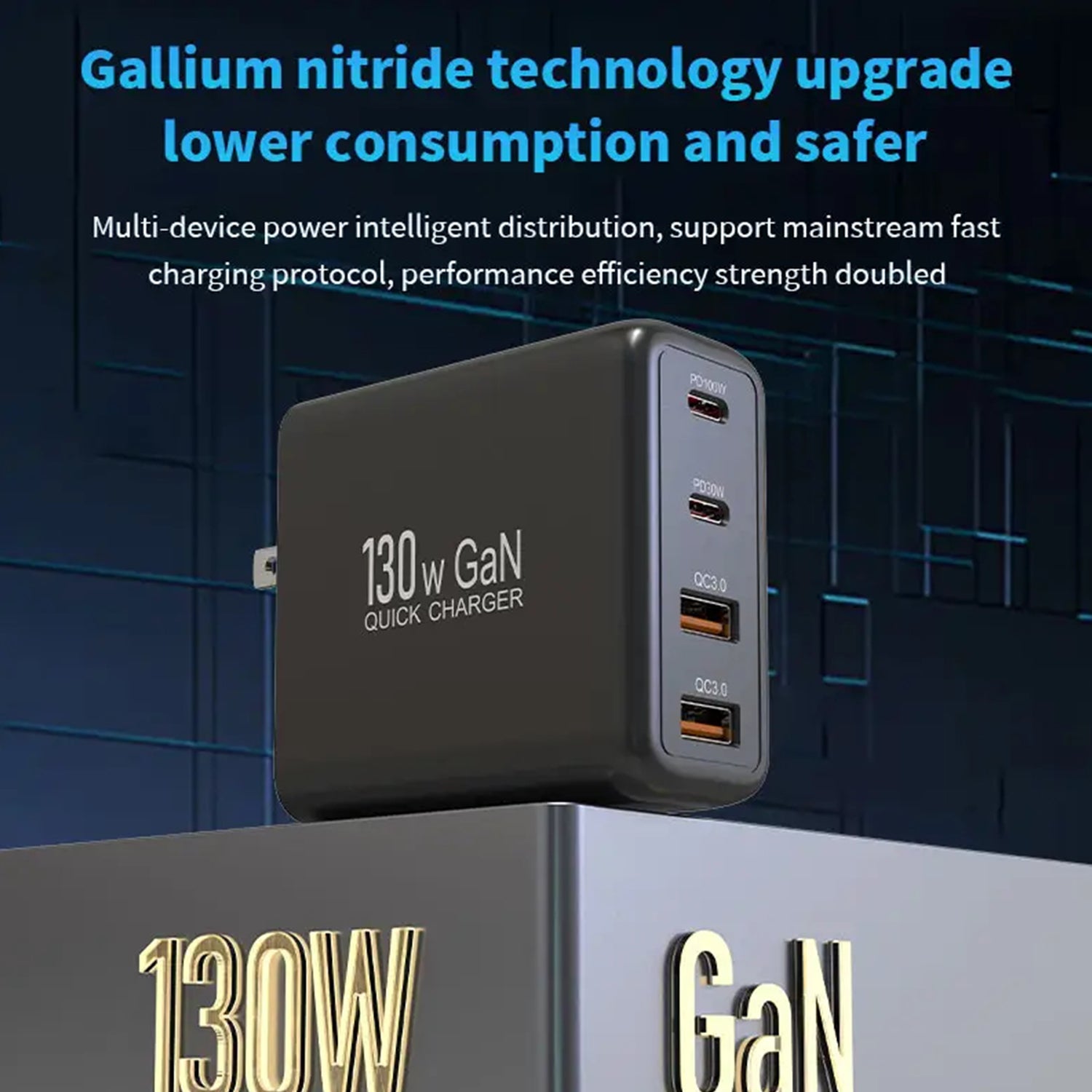 USB-A＋Type-C PD 4 Multi-Port Charging 130w Gallium Nitride Charger USB-C Mobile Phone Fast Charging Adapter Compatible With iPhone 15 Series