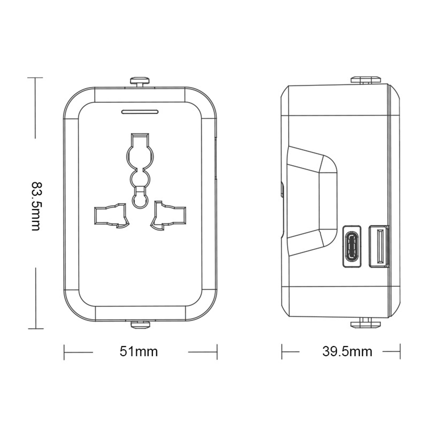 Universal Conversion Socket USB to Type-C Fast Charging Adapter Compatible With iPhone 15 Series-White
