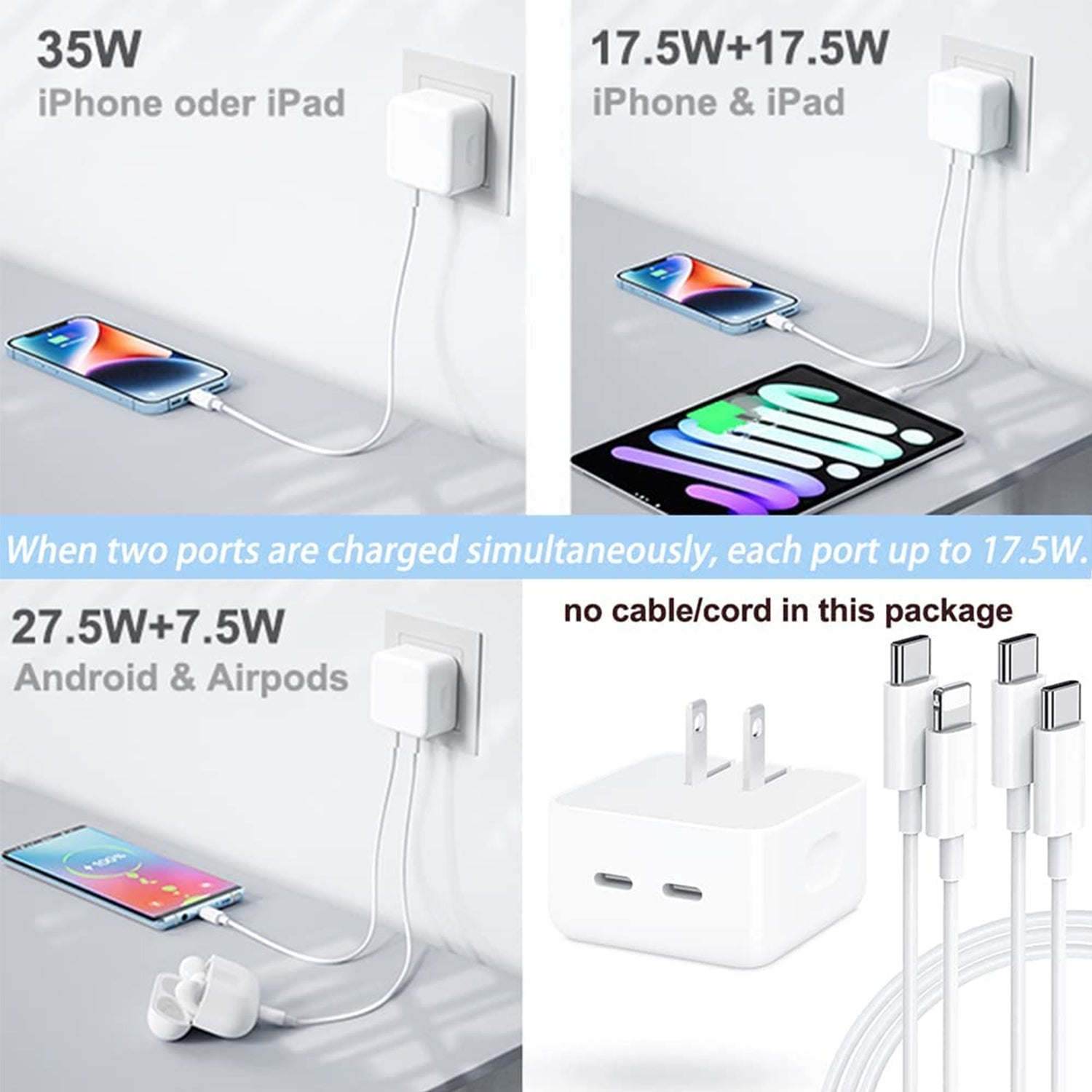 35W double PD double-port fast charge adapter