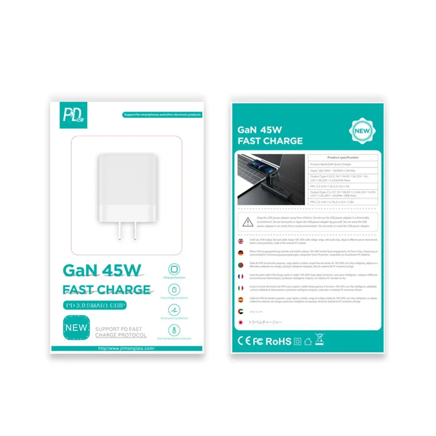 45W double PD double-port qFast Charging Adapter Compatible With iPhone 15 Series