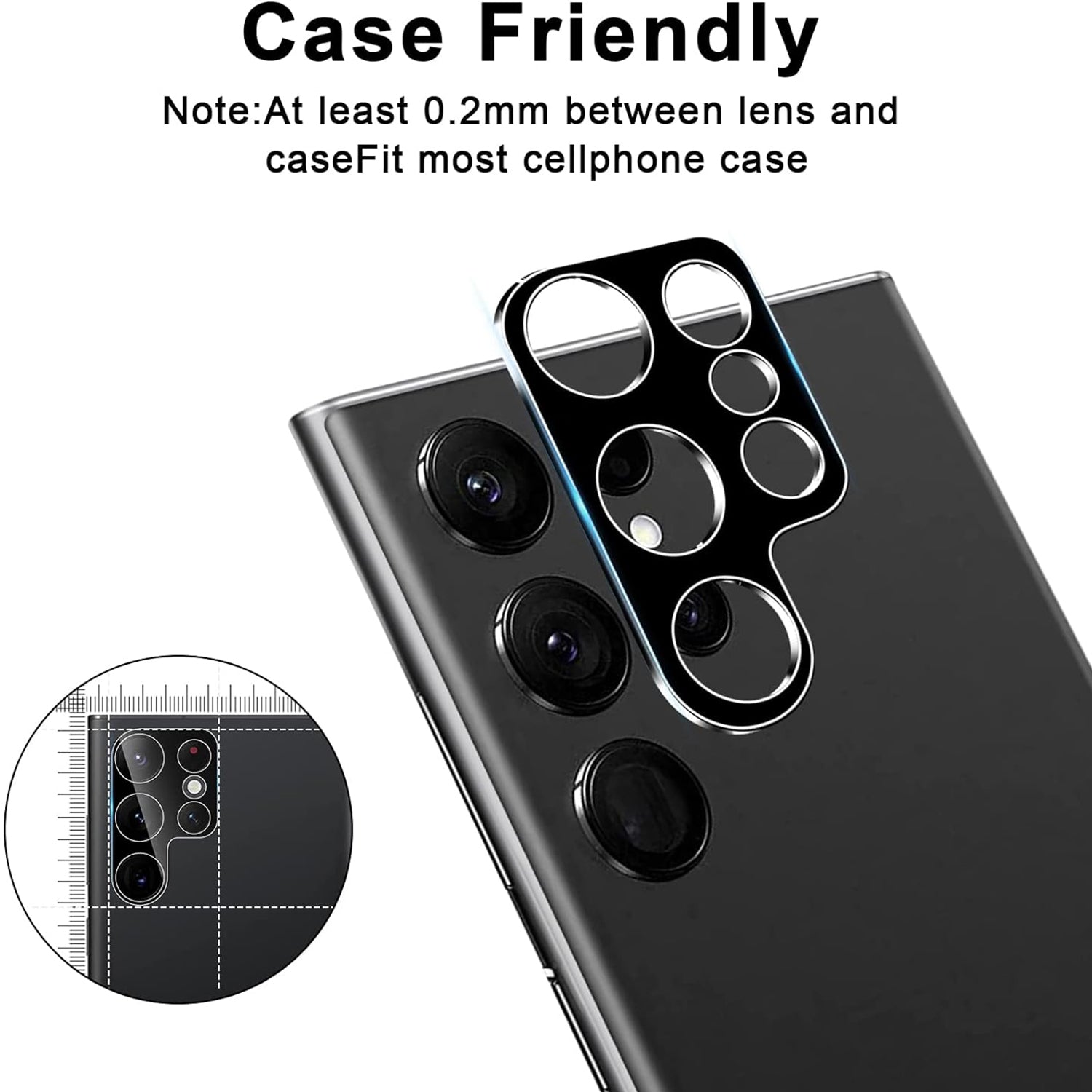 Samsnug Galaxy S24 Ultra Camera Tempered High Definition Camera Lens Protector-Black