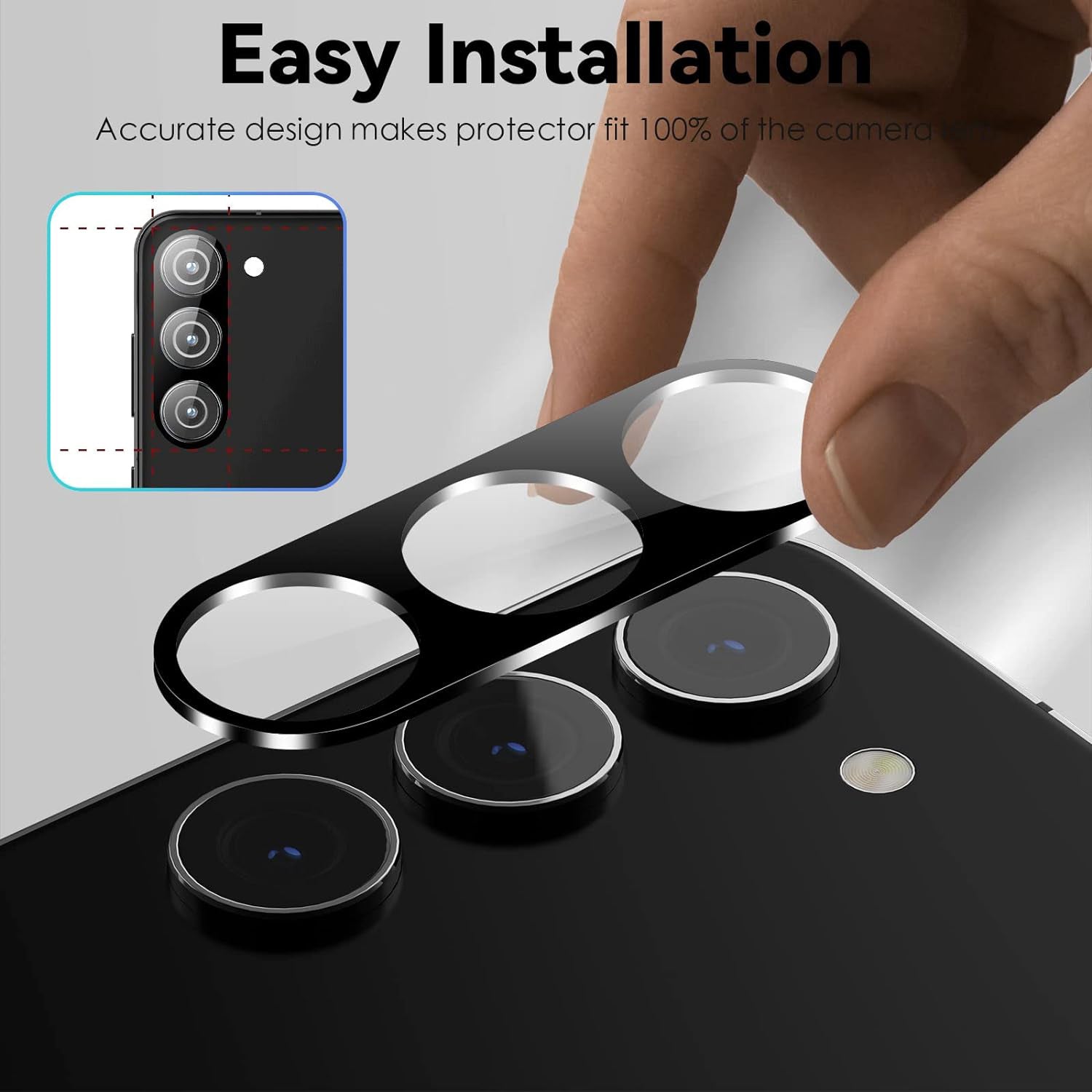 Samsnug Galaxy S24 Camera Tempered High Definition Camera Lens Protector-Black