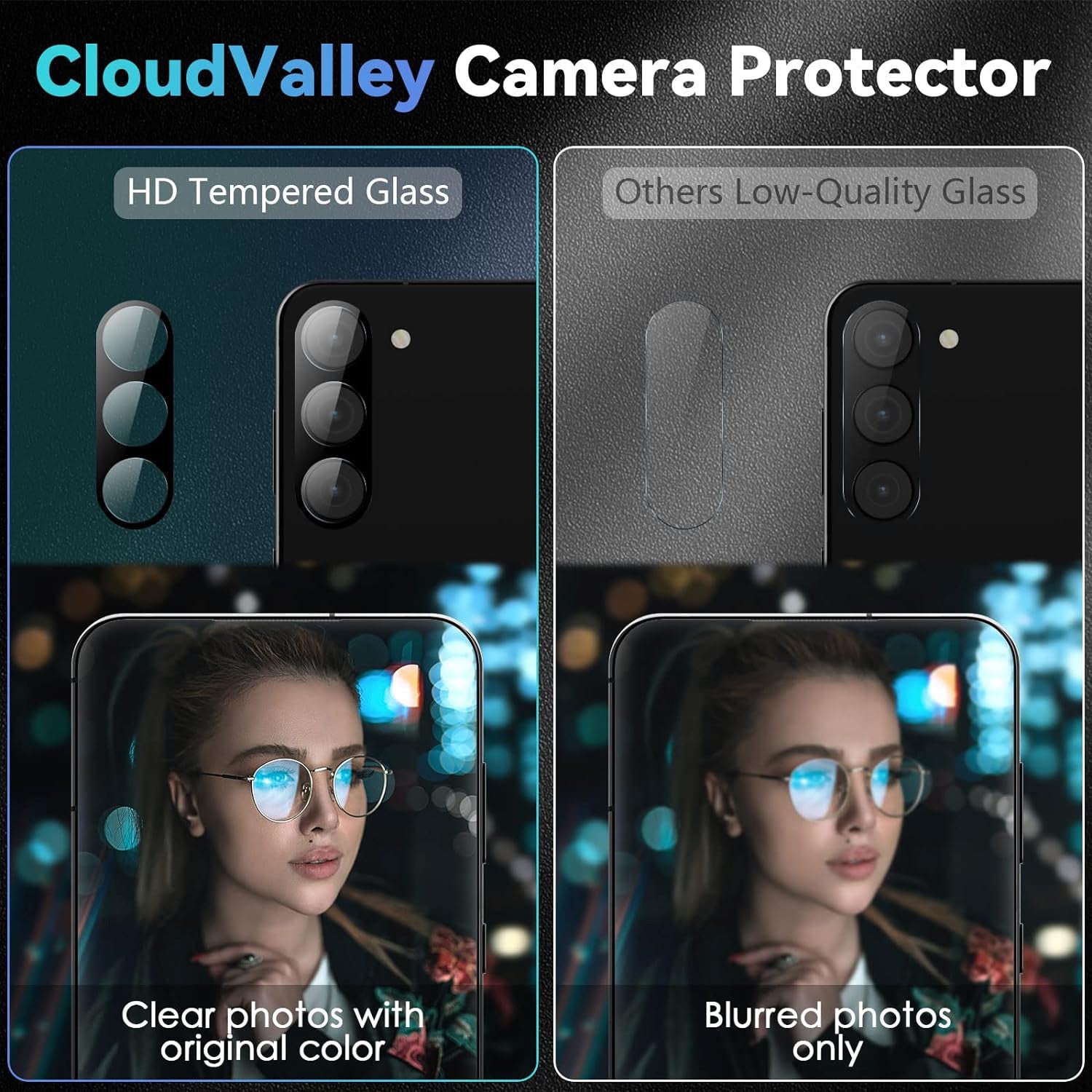 Samsnug Galaxy S24 Camera Tempered High Definition Camera Lens Protector-Black