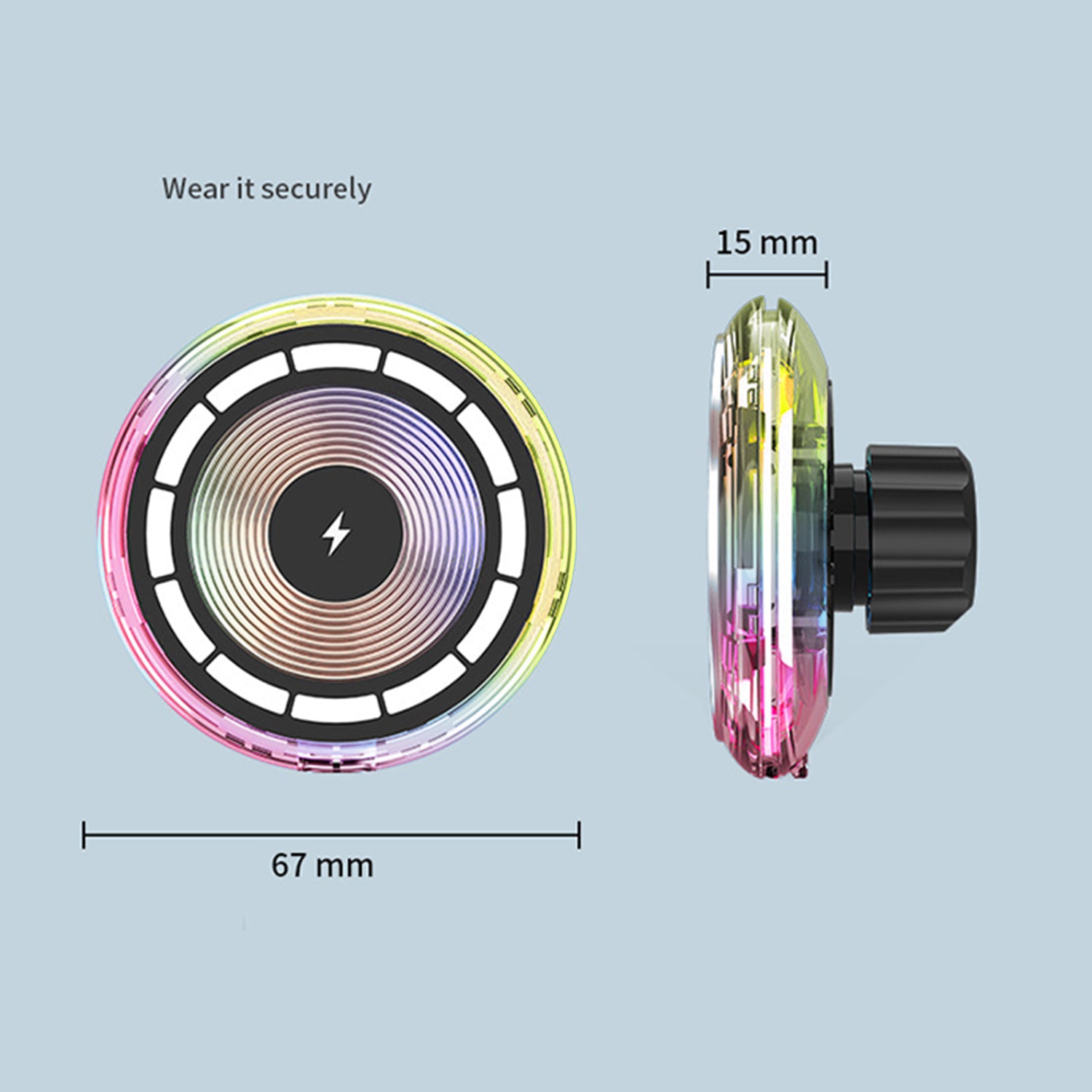 15W RGB Car Wireless Charger Magnetic Phone Holder Fast Charge Air Vent Phone Mount