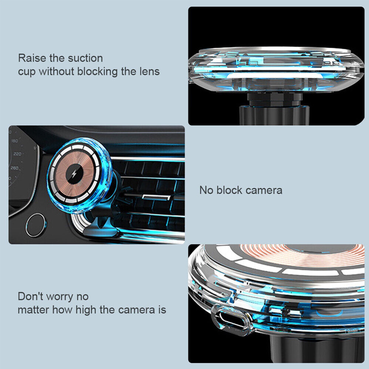 15W RGB Car Wireless Charger Magnetic Phone Holder Fast Charge Air Vent Phone Mount