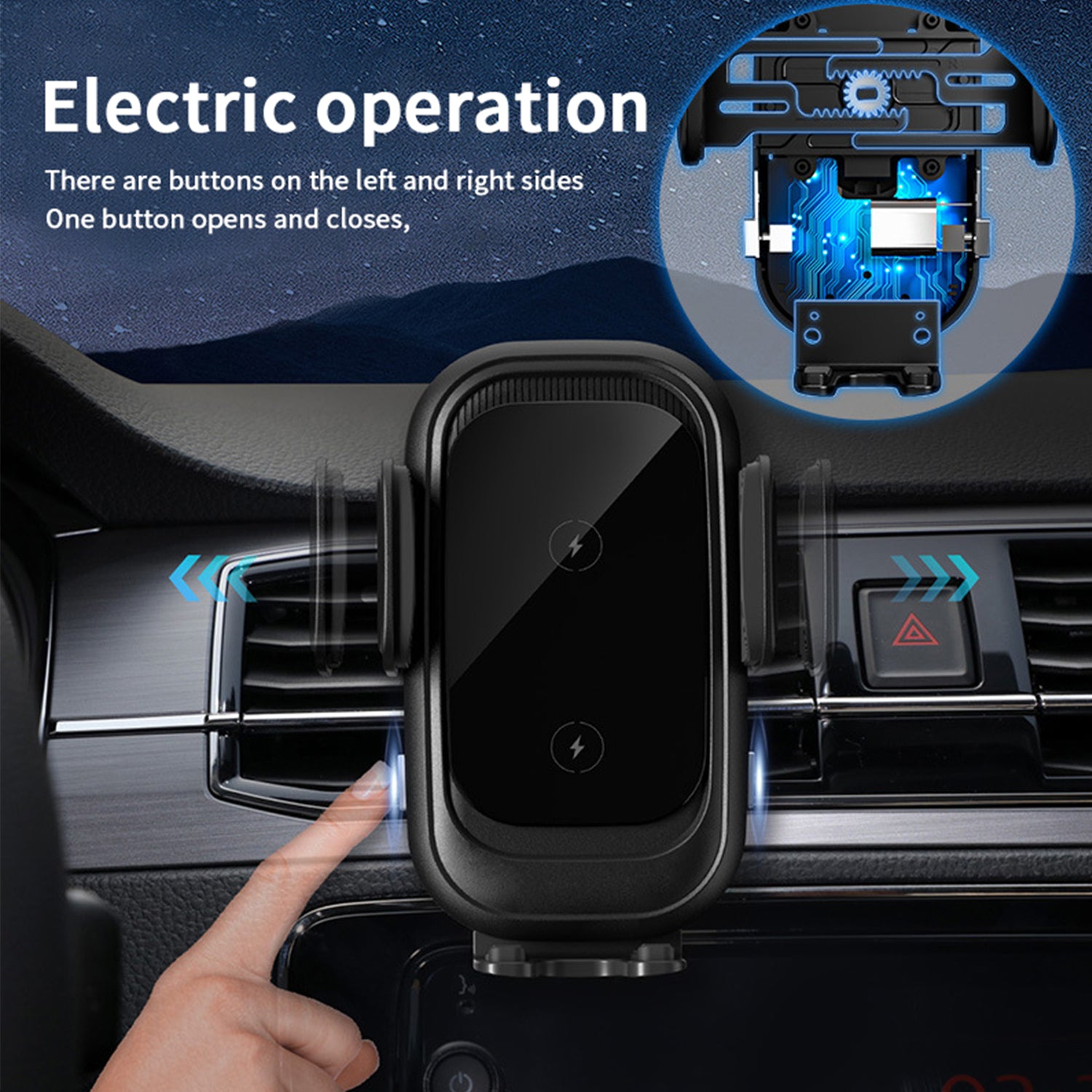 Car-mounted intelligent sensing wireless quick charge -Black
