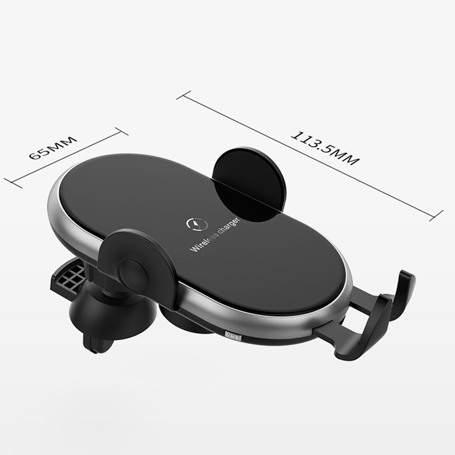 Car-mounted wireless charger Smart inductive open close，Removable bracket with sucker-Black