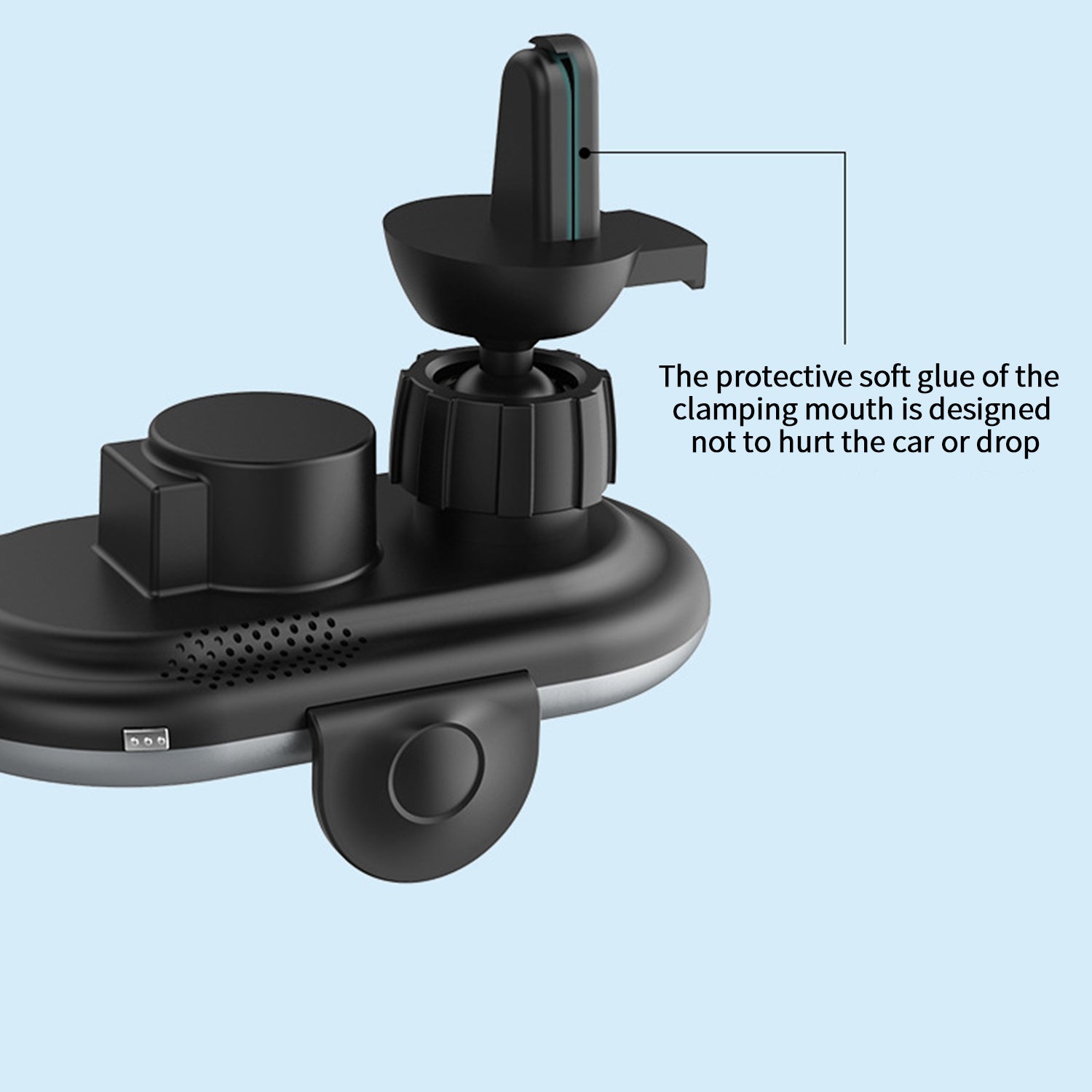 Car-mounted wireless charger Smart inductive open close，Removable bracket with sucker-Black
