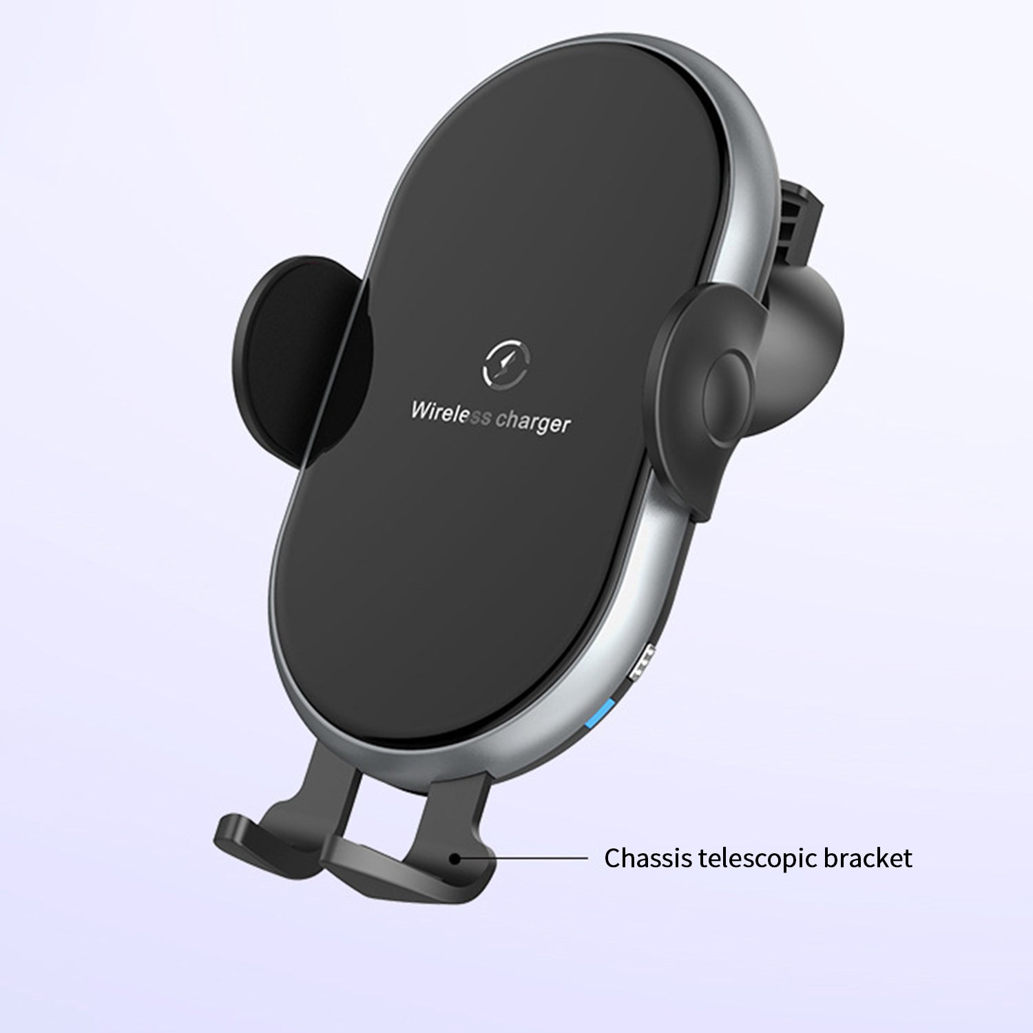 Car-mounted wireless charger Smart inductive open close，Removable bracket with sucker-Black