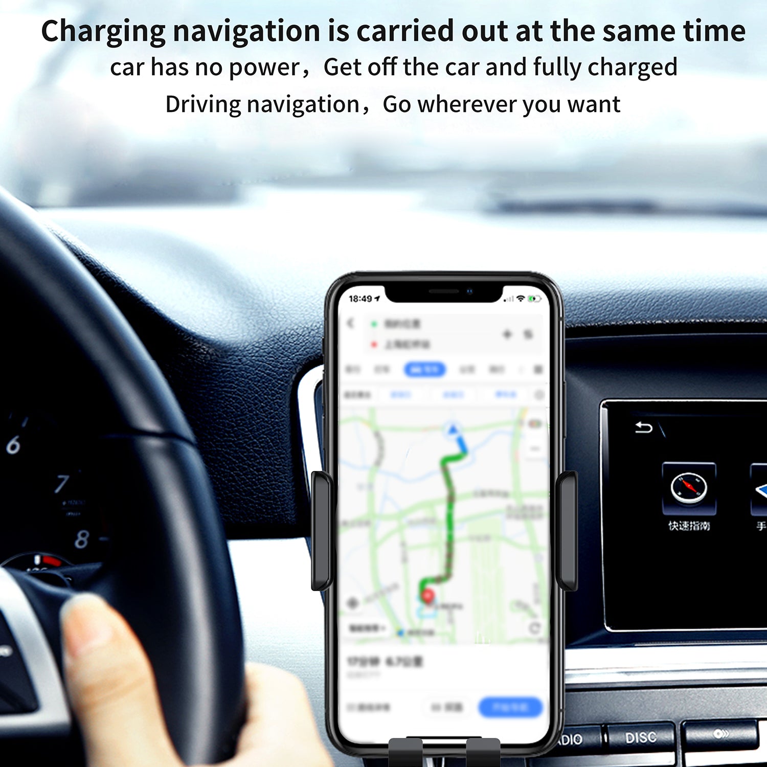 Car-mounted wireless charger holder with suction cup-Black