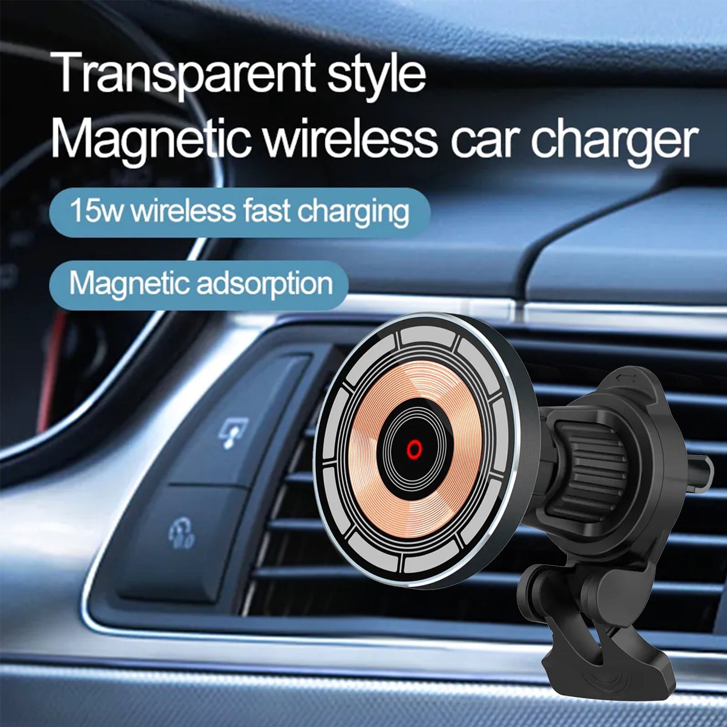 15W Magnetic Car Wireless Charger Phone Holder Stand for iPhone 15、14 13 12 Pro Max Mini Car Mount Chargers Fast Charging Station