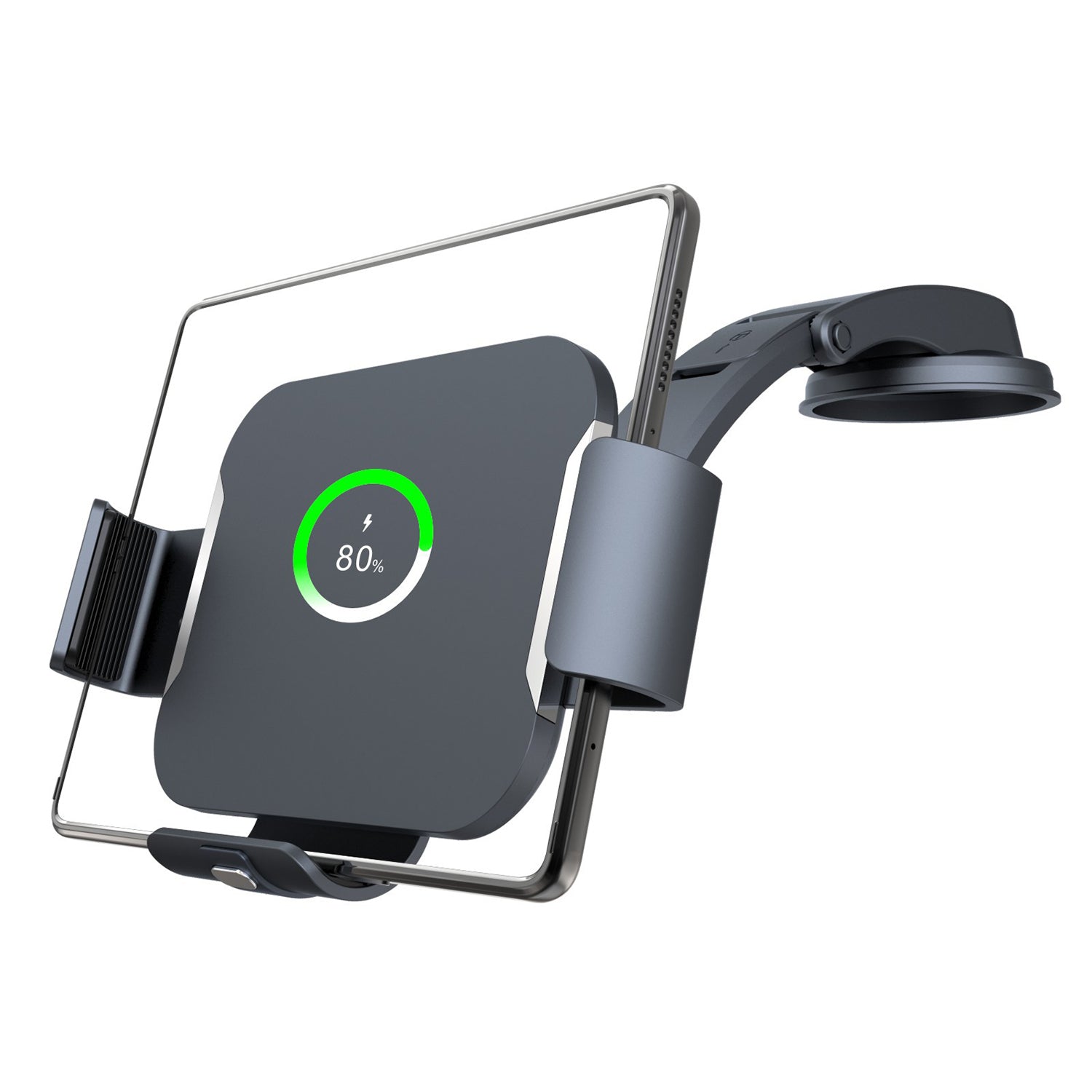 Wireless Car Charger Mount For Samsung Galaxy Z Fold 5/4/3/2, Auto-Clamping Air Vent Dashboard Car Phone Holder ，Replaceable Suction Cup-Black