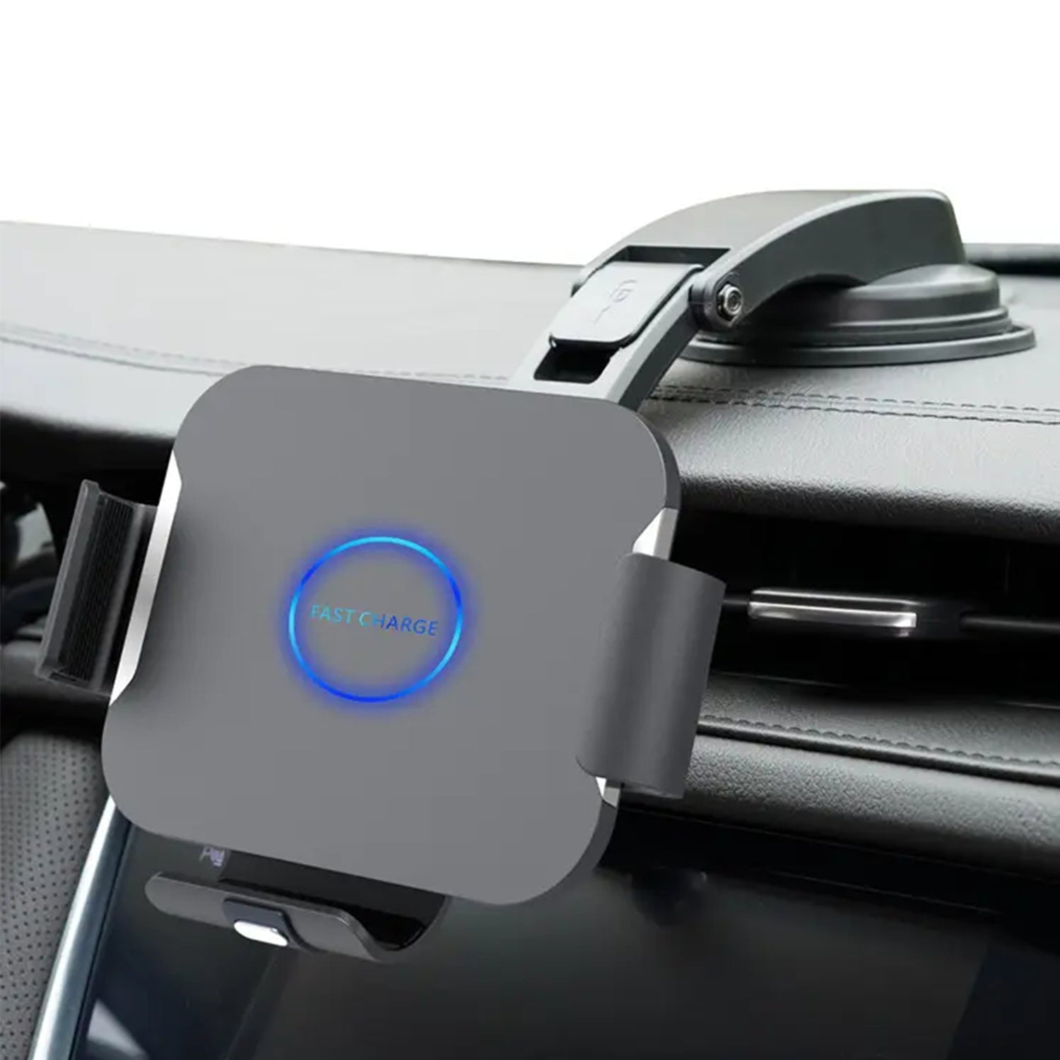 Wireless Car Charger Mount For Samsung Galaxy Z Fold 5/4/3/2, Auto-Clamping Air Vent Dashboard Car Phone Holder ，Replaceable Suction Cup-Black