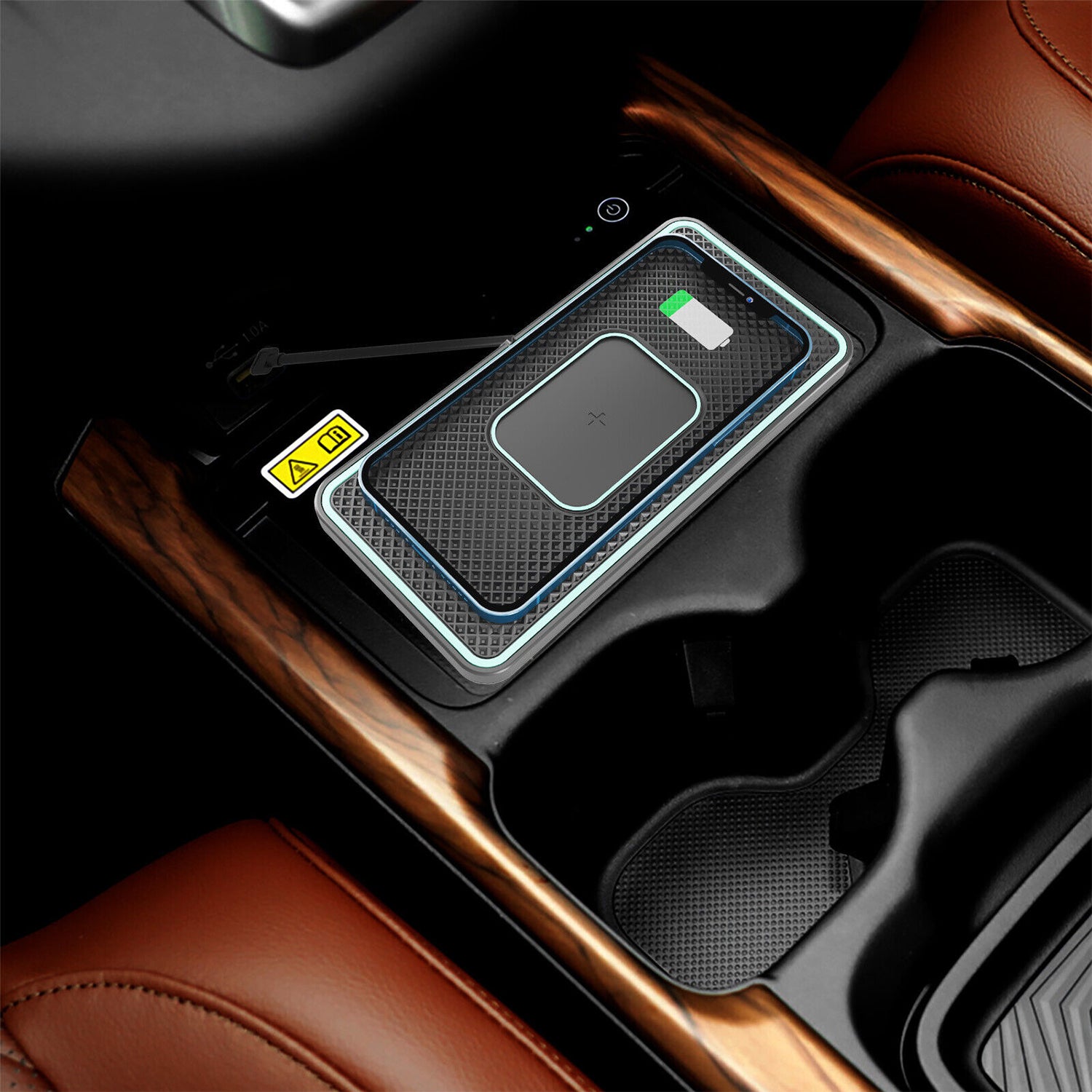 15W Car Fast Wireless Charger Silicone Pad Charging Launch Pad For Smartphone-Black