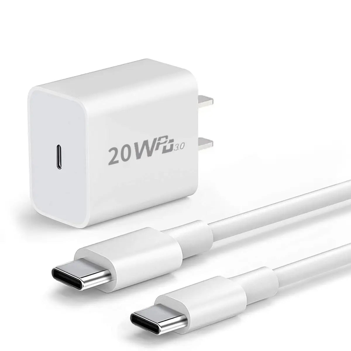 20W USB C Fast Charger for iPhone 15/15 Plus/15 Pro/15 Pro Max USB C to C Charging Cable-White