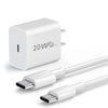 20W USB C Fast Charger for iPhone 15/15 Plus/15 Pro/15 Pro Max USB C to C Charging Cable-White