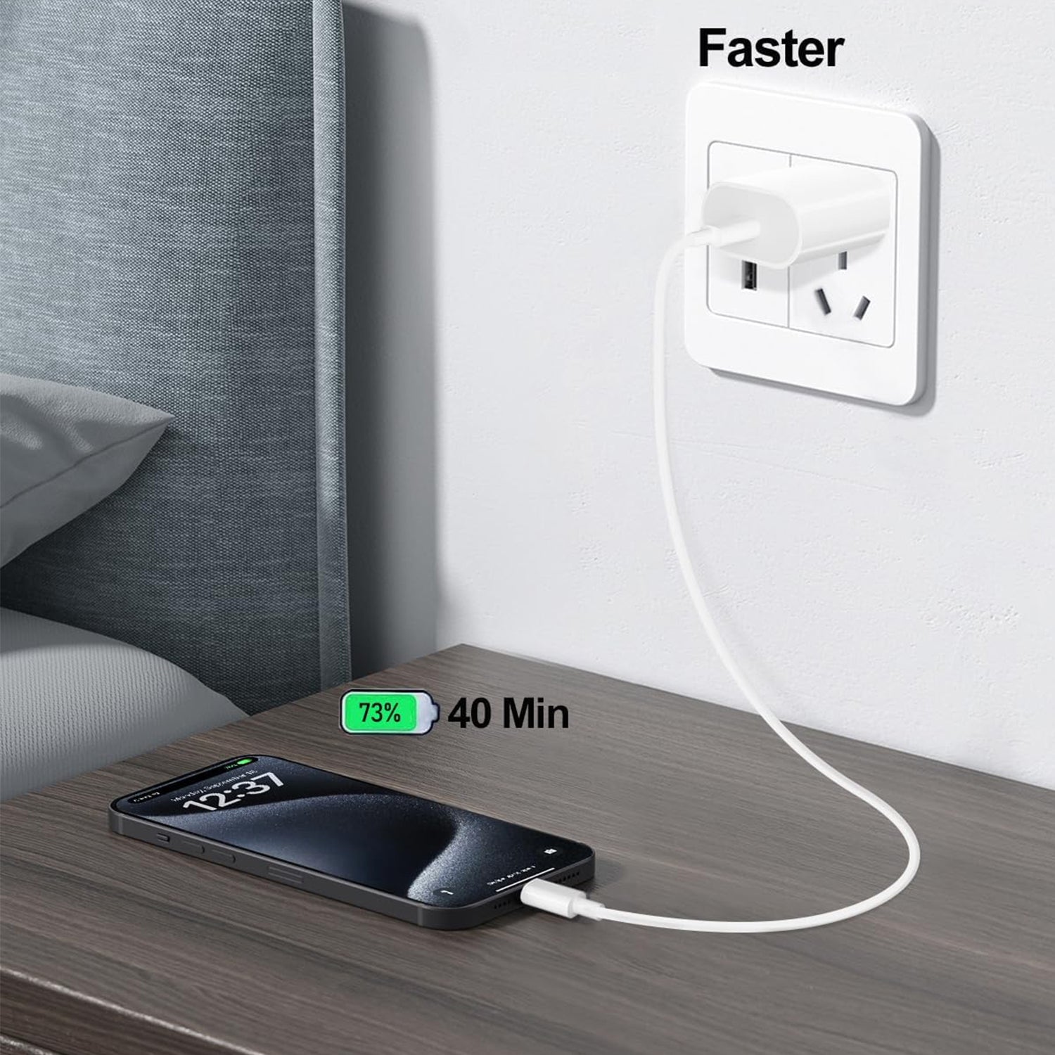 20W USB C Fast Charger for iPhone 15/15 Plus/15 Pro/15 Pro Max USB C to C Charging Cable-White