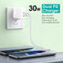 30W USB-A to Type-C Dual Port (USB-A+ PD Type-C) Multifunctional Fast Charge Adapter Compatible With iPhone 15 Series-White