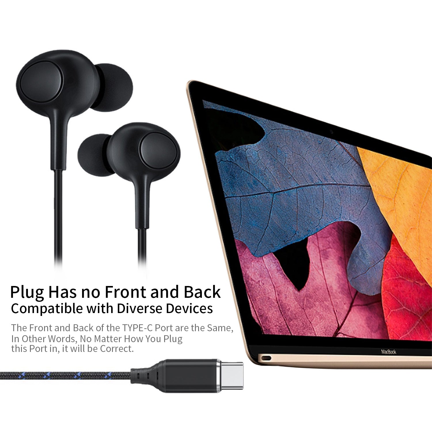 USB-C Wired Earbud Type Headphone With Microphone Compatible iPhone 15/15 Plus/15 Pro/15 Pro Max